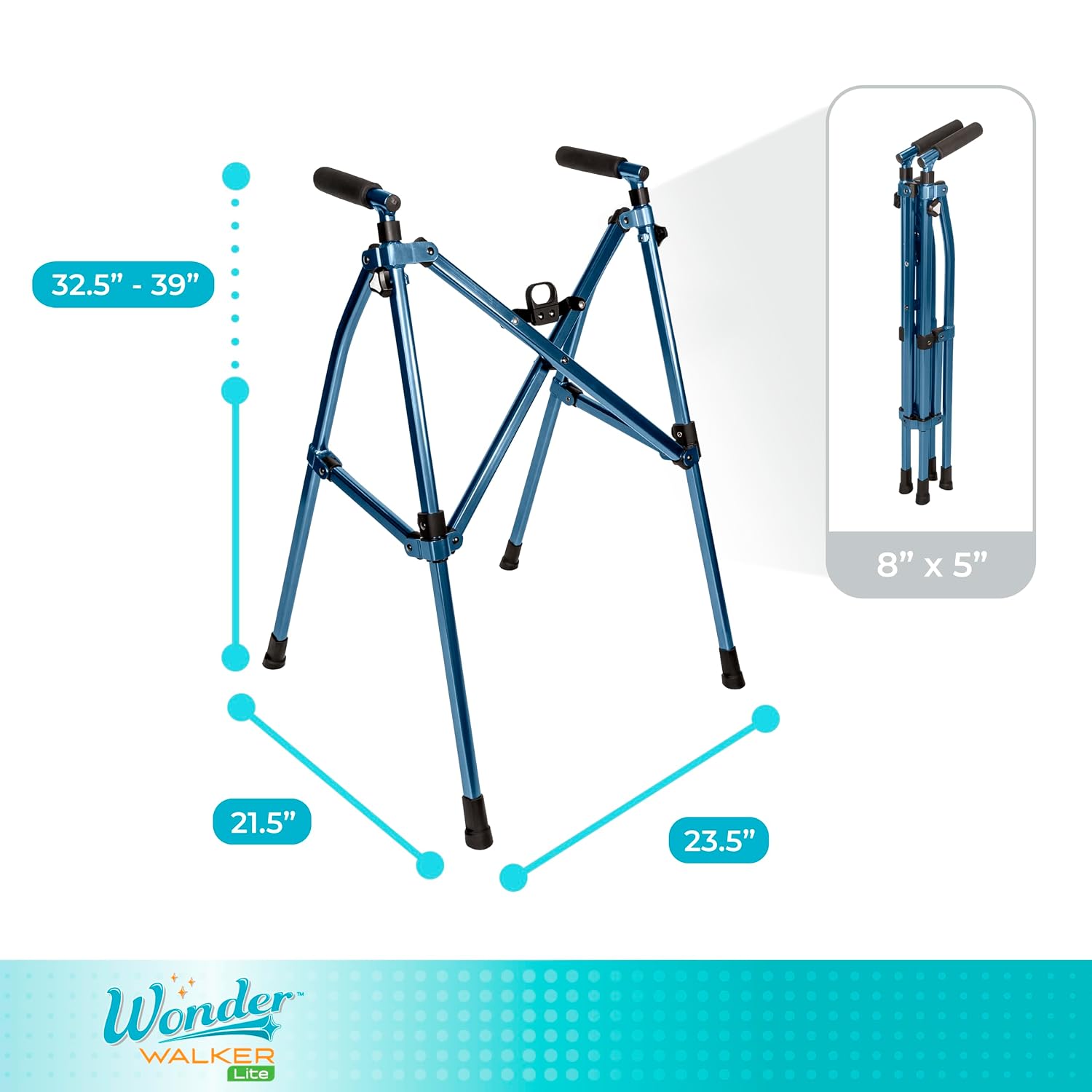 Stander Wonder Walker Lite, Lightweight Folding Mobility Aid for Adults, Seniors, and Elderly, Collapsible Travel Assistant with Rubber Feet for Support, Sport Red