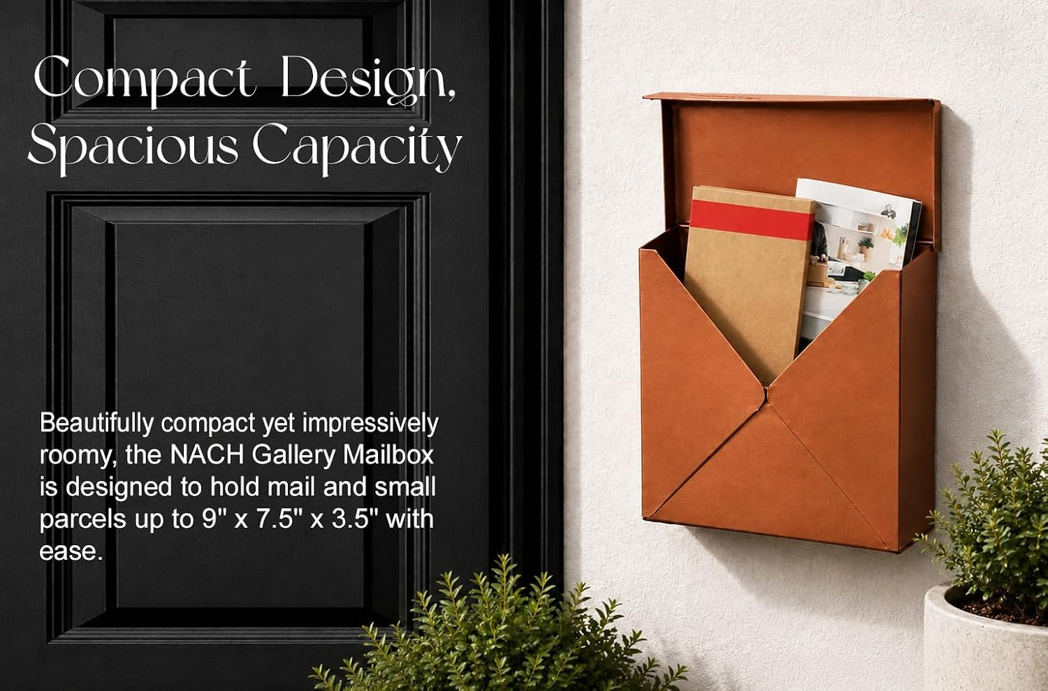 NACH Mailboxes for Outside Wall Mount, 10 x 10 x 4 inch Rustic Brown Mail Boxes for House Outside