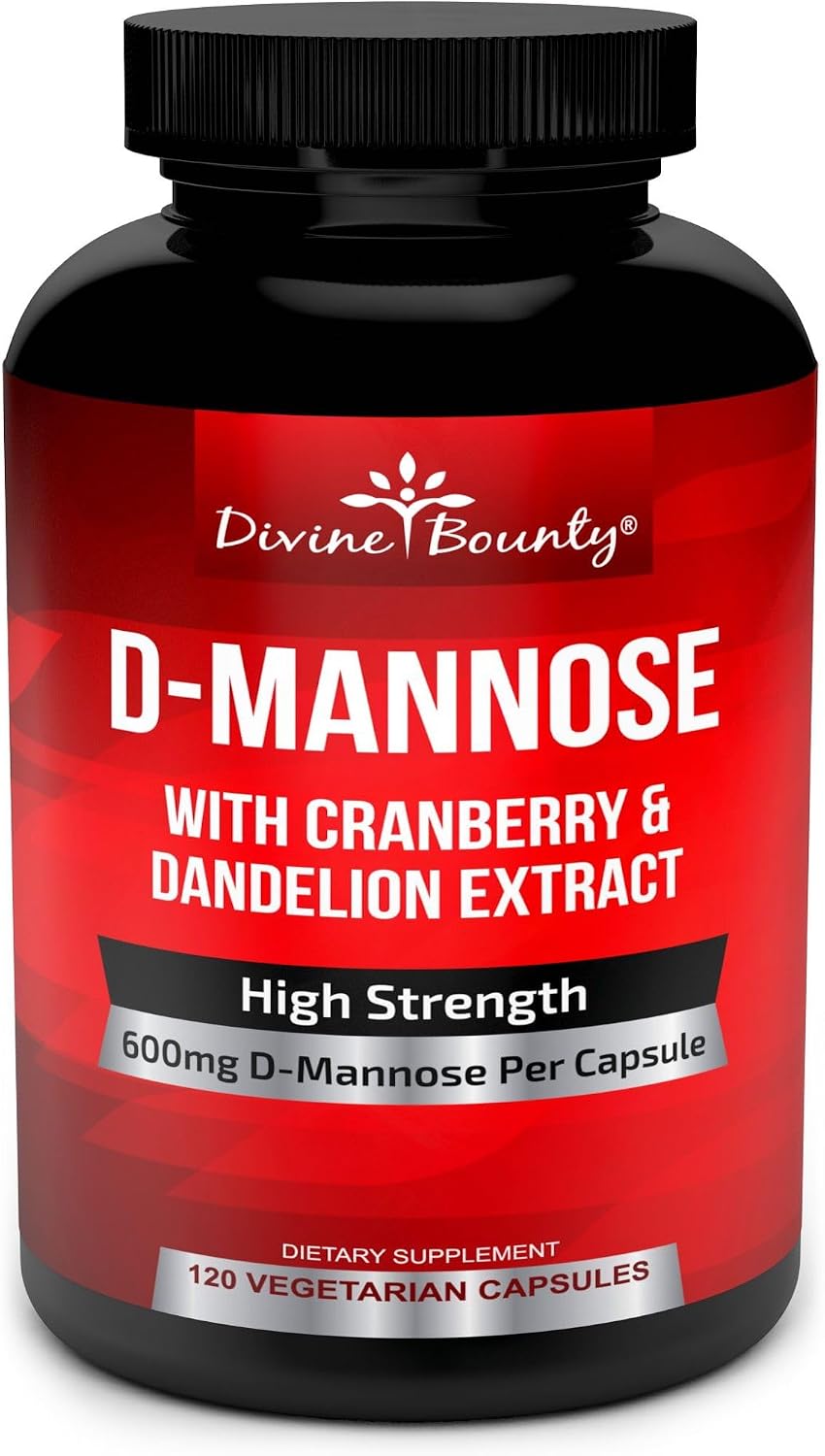 Divine Bounty D-Mannose 600mg with Cranberry & Dandelion Extract, 120 Caps | UTI