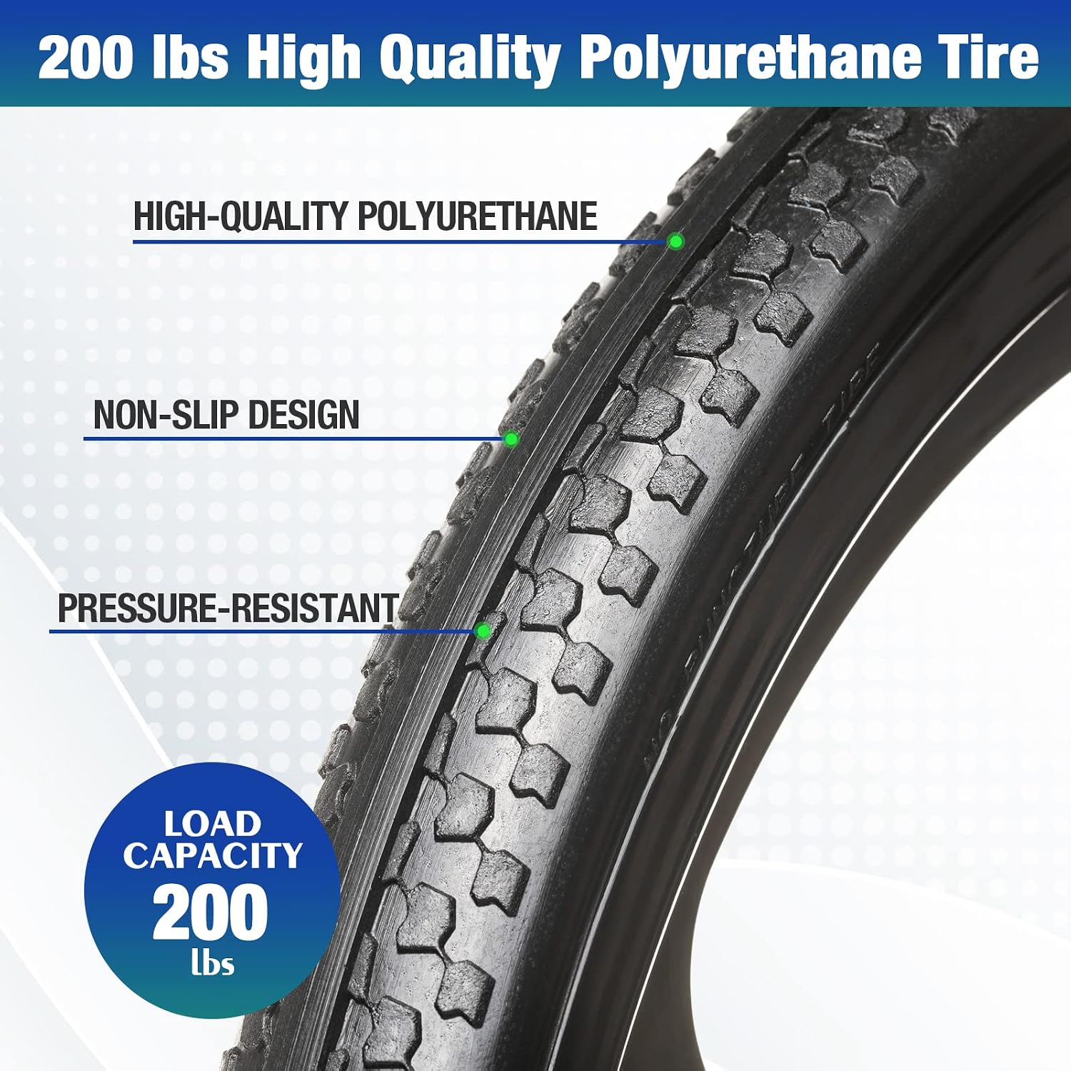 20" Flat Free Wheelbarrow Tires with 4Pcs 5/8" Bearing, Pu Flat Free Wheels Compatible with 2.44" Centered Hub for rubber-maid Garden Carts