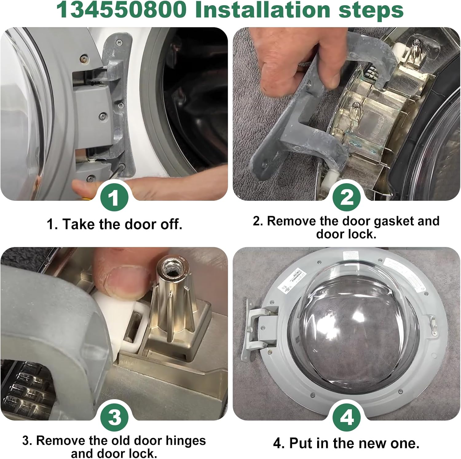 Upgraded 134550800 Affinity Washer Door Hinge with Bushings & 131763310 Striker Kit - Compatible with Frigidaire, Kenmore, Electrolux