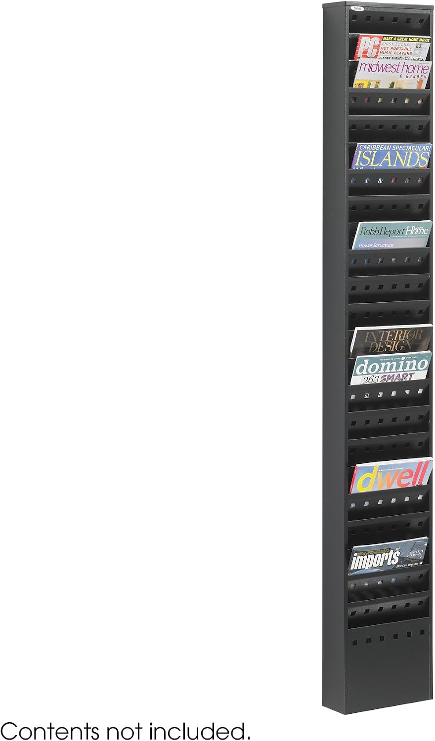 Safco 4321BL Steel Magazine Rack, 11 Pockets - Durable Wall Mounted Black Steel Construction with Optional Base - Perfect Office or School Resource Solution