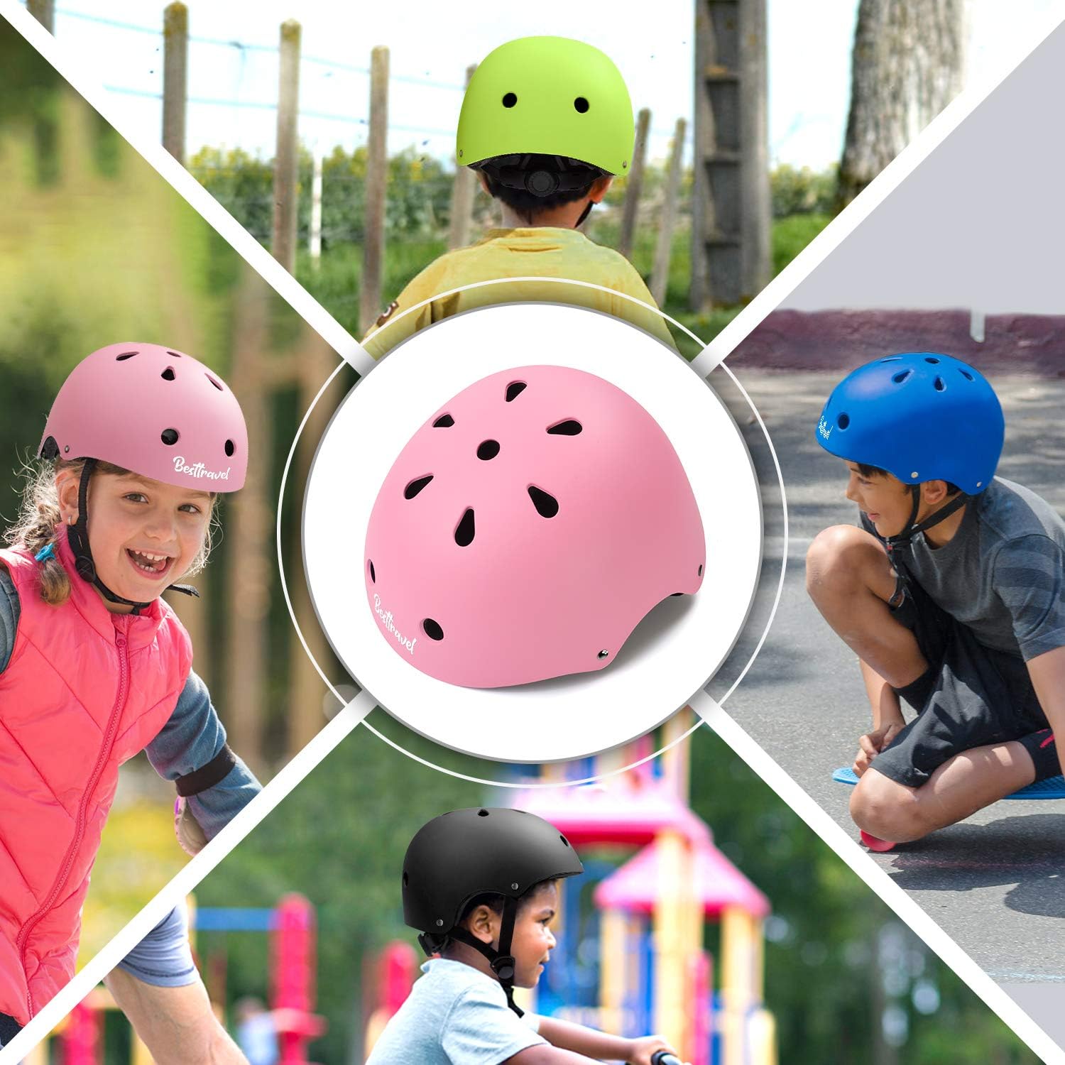 Besttravel Kids Helmet, Toddler Adjustable Kids Ages 3-8 Years Old Boys Girls Multi-Sports Safety