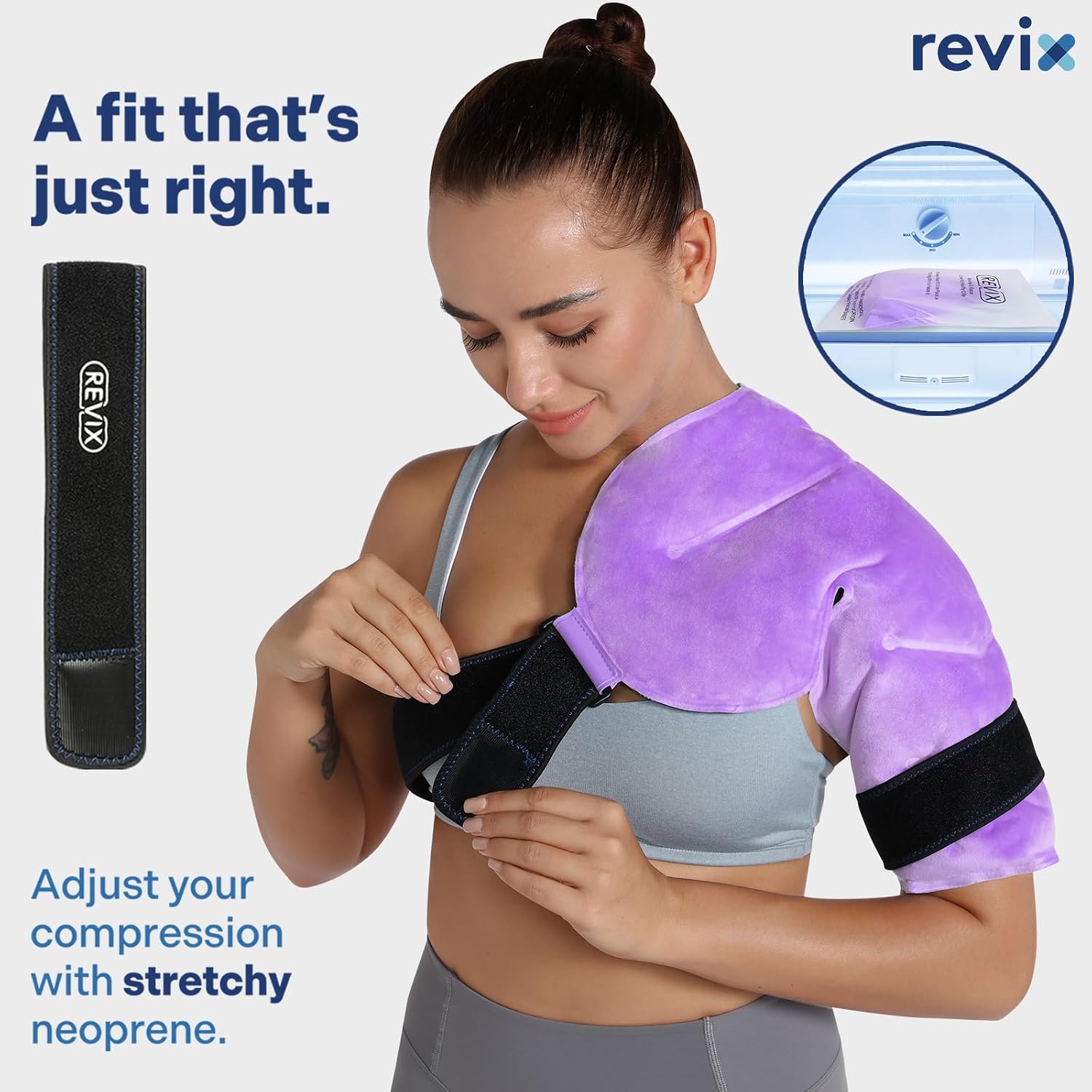 REVIX Shoulder Ice Pack Wrap for Rotator Cuff, Reusable Gel Cold Pack