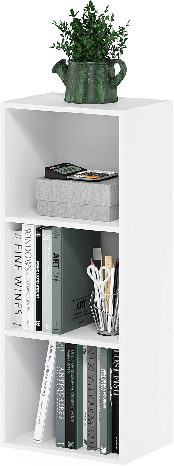 Furinno LUDER Book Shelf, 5-Cube Bookshelf, Reversible Bookcase, 9.4 x 19.5 x 31.5, Easy Assembly, for Living Room, Bedroom, Home Office, White