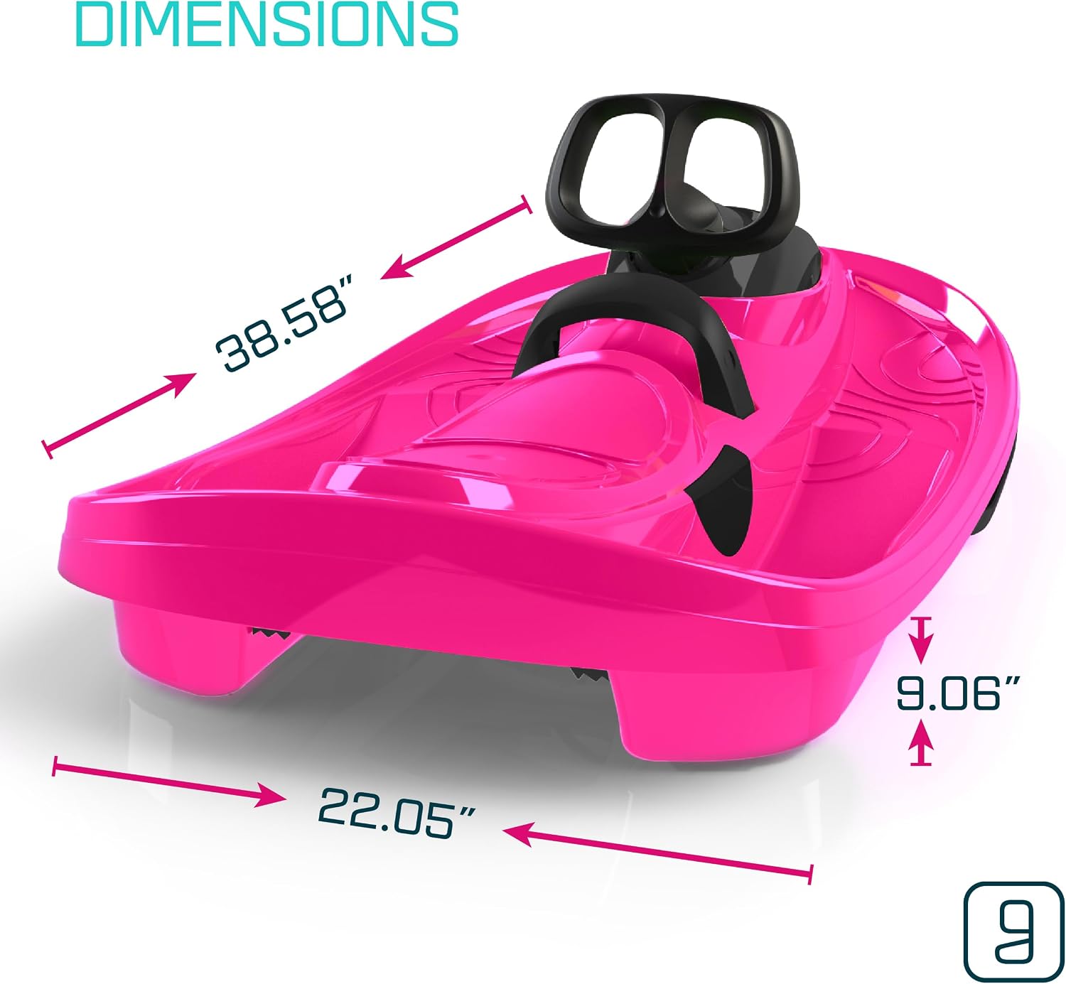 Snow Sled for Kids, Adults - Toboggan Sled, Easy Turning Steering Wheel, Anti-Slip Seat, Pull Up Brake, Durable Plastic Sled, Lightweight, Snow Sleds