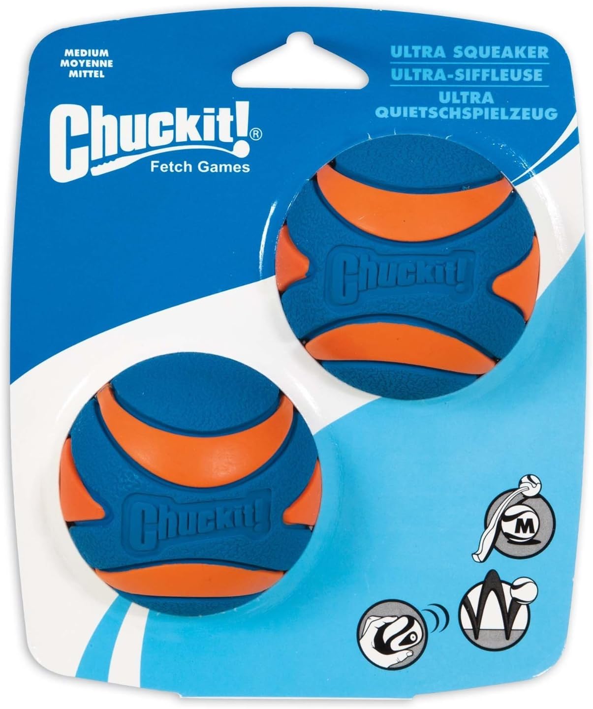 Chuckit! 6 Pack of Ultra Squeaker Ball Dog Toys, Medium, Whistles When Thrown