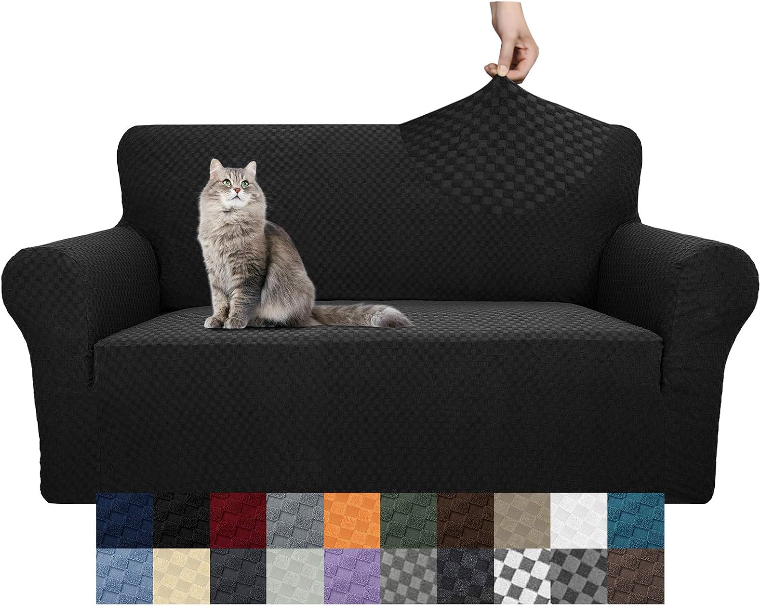 YEMYHOM Couch Cover Latest Jacquard Design High Stretch Sofa Covers for 2 Cushion Couch