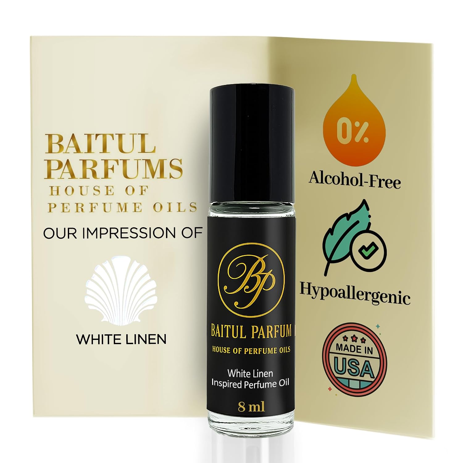 Comparable to White Linen Alcohol-Free Fragrance - 8ml Travel Size Perfume Oil in Glass Bottle, Perfume Oil Roll On Rollerball for On the Go Use