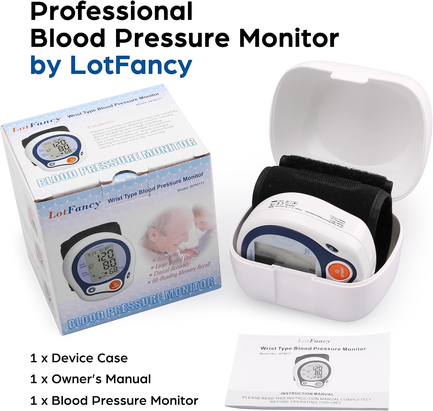 LotFancy Kids Wrist Blood Pressure Monitor for Home Use, BP Cuff 5”-8” for Small Adult, Digital Automatic Blood Pressure Cuff 60 Readings, 1 User