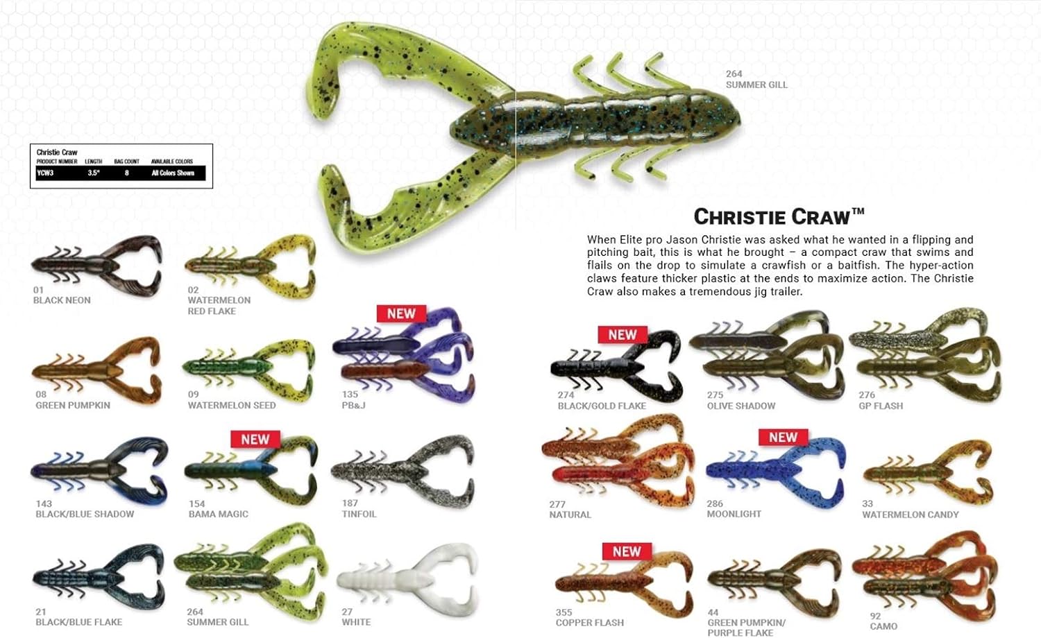Yum Lures YCW302 Christie Craw Soft Bait, Watermelon Red Flake