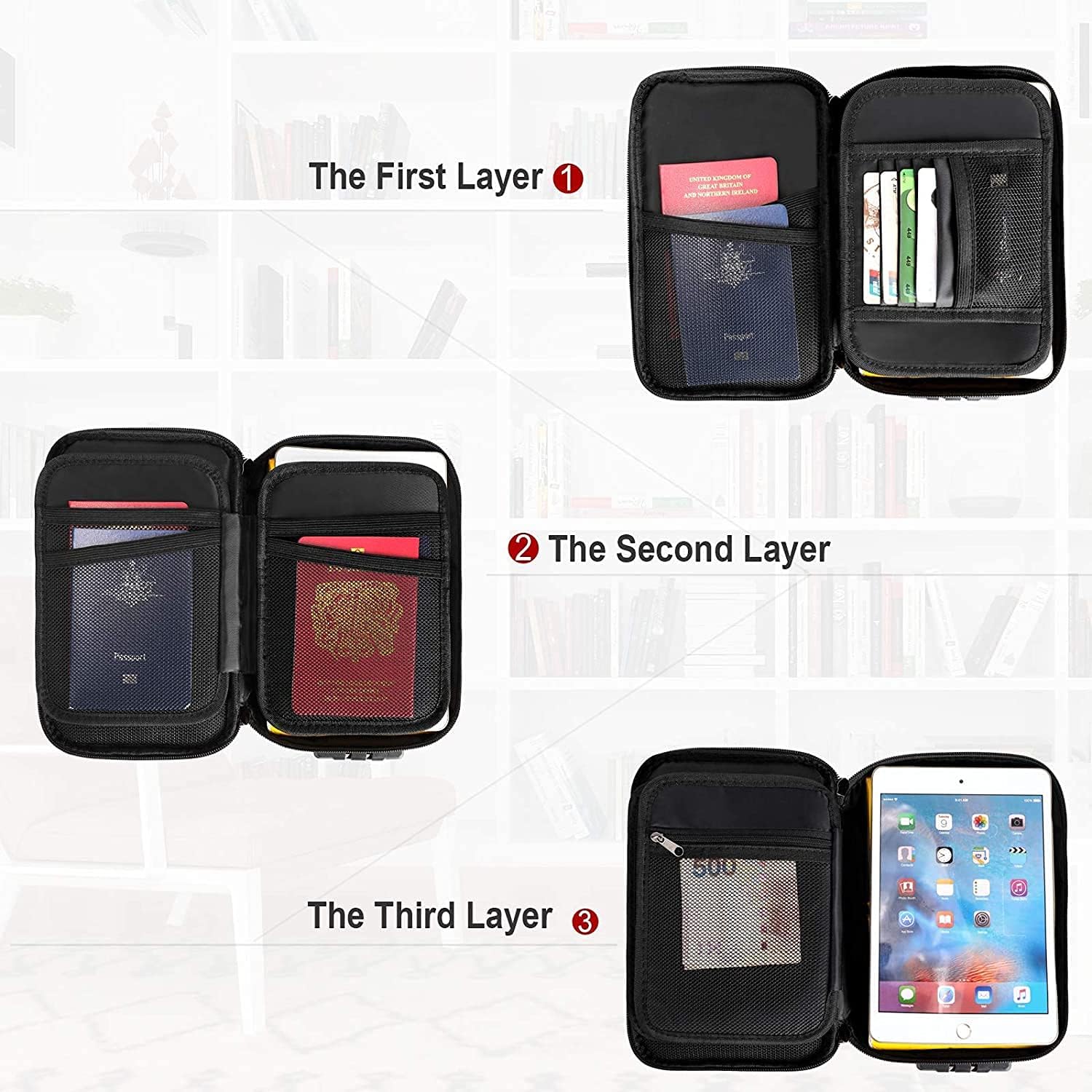 ENGPOW Small Fireproof Bag with Lock,Money Organizer Case,9”x 5.3”x 3.7”