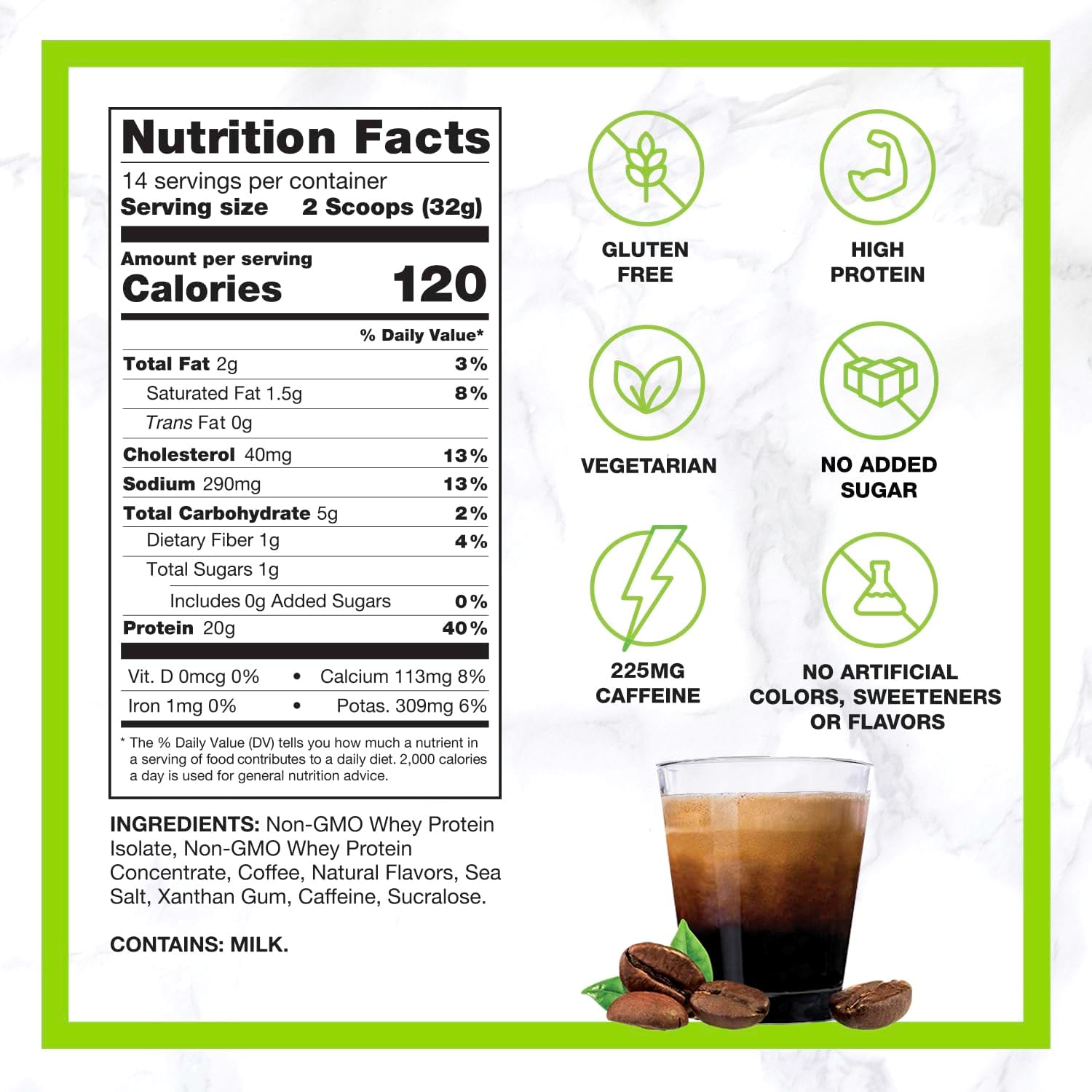 Chike Mocha High Protein Iced Coffee, 20 G Protein, 2 Shots Espresso, 1 G Sugar, Keto Friendly and Gluten Free, 14 Servings (15.3 Ounce)