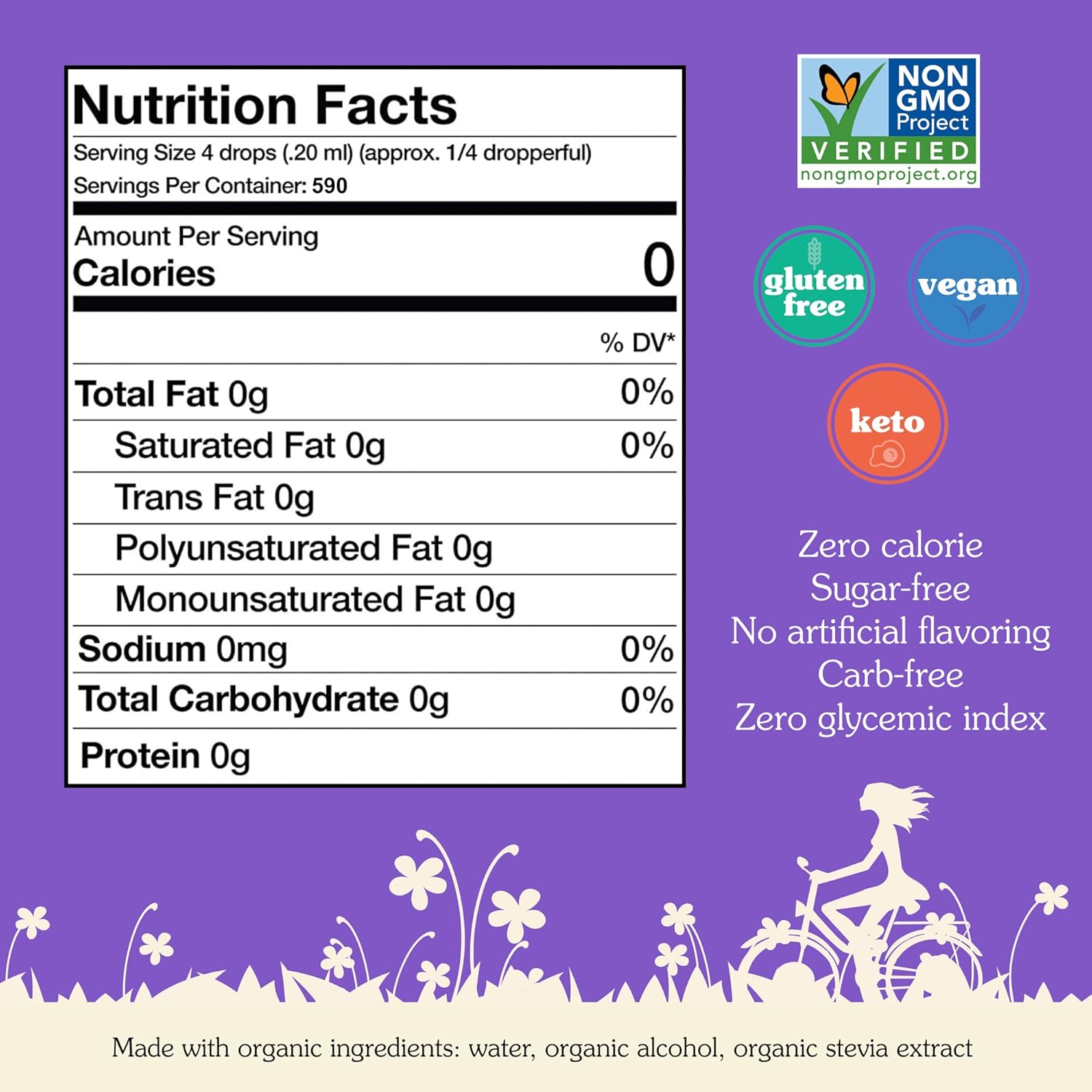 NuNaturals Organic Liquid Stevia Sweetener, Clear Unflavored, Plastic, 4oz