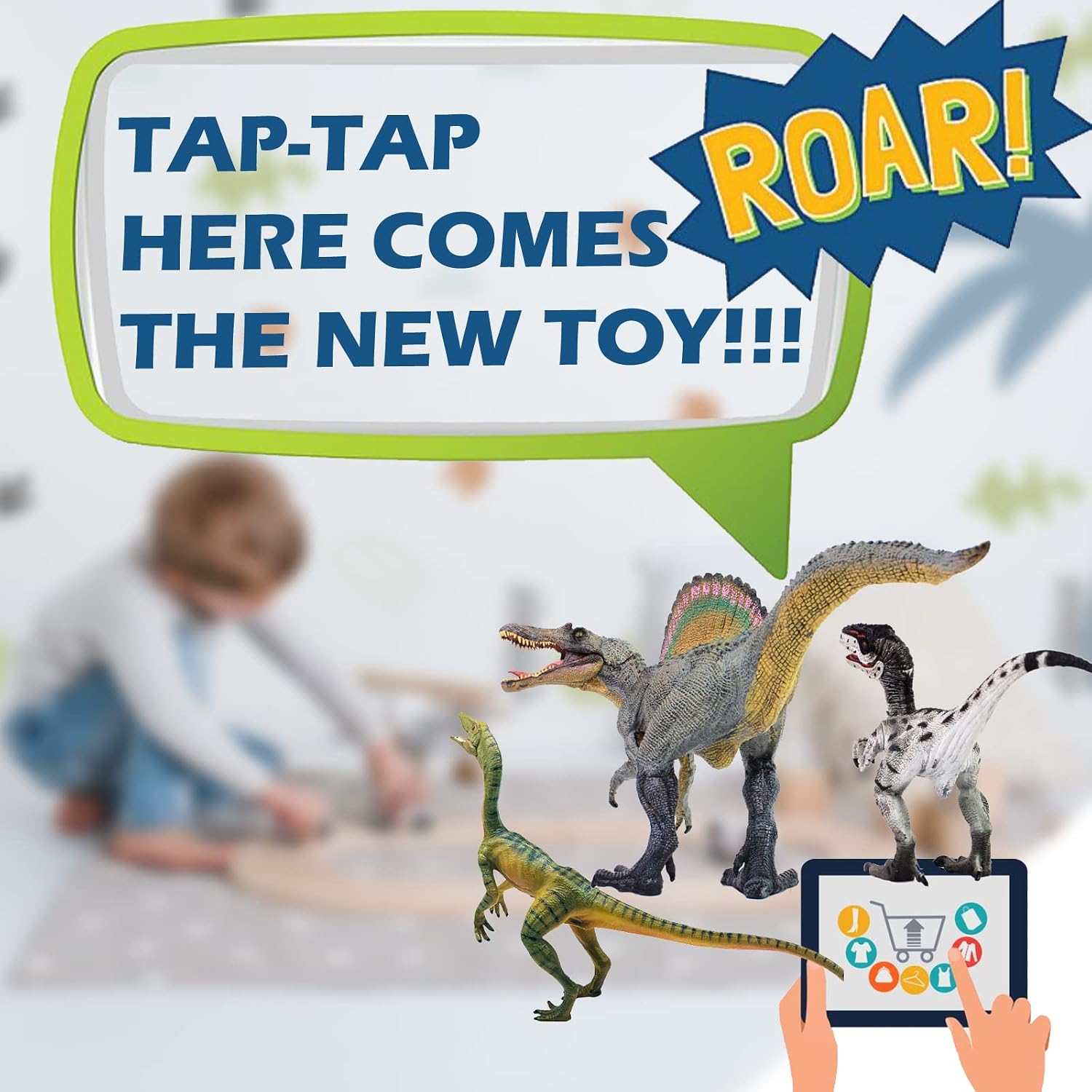 Gemini & Genius Dinosaur Toys for 3 4 5 6 7 Year Old Boys, Spinosaurus with Movable Jaw Dino Action Figure, Cool Birthday Cake Topper, Party Gift