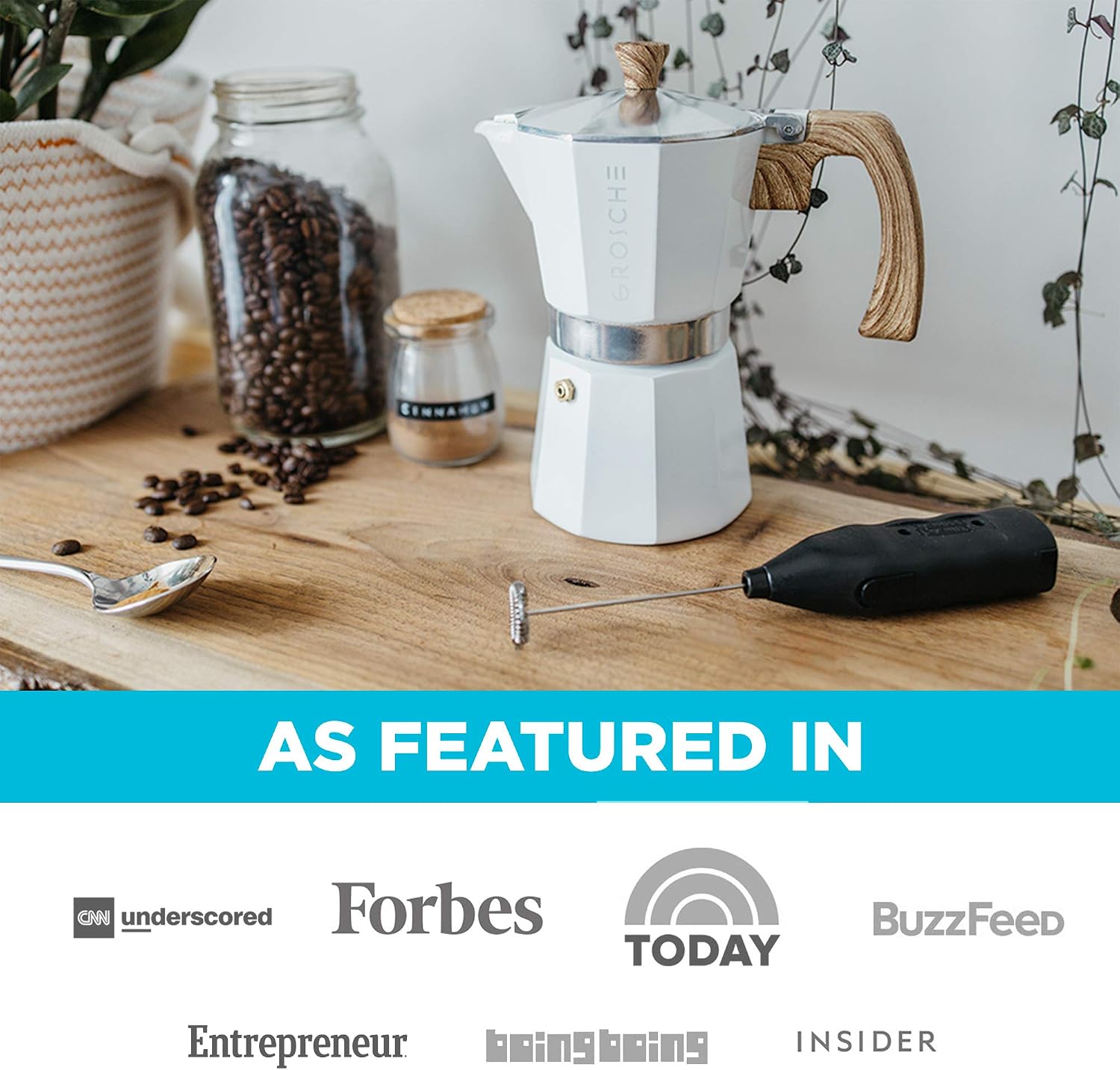 GROSCHE Milano Moka Pot | 9 Espresso Cup - 15.2 oz | Stovetop Espresso Percolator & Coffee Maker – Portable, Ideal for Home and Camping | Cuban Coffee Maker And Italian Moka Pot For Stovetop Espresso; For Gas, Electric, And Propane Stoves With A Soft-Tou…