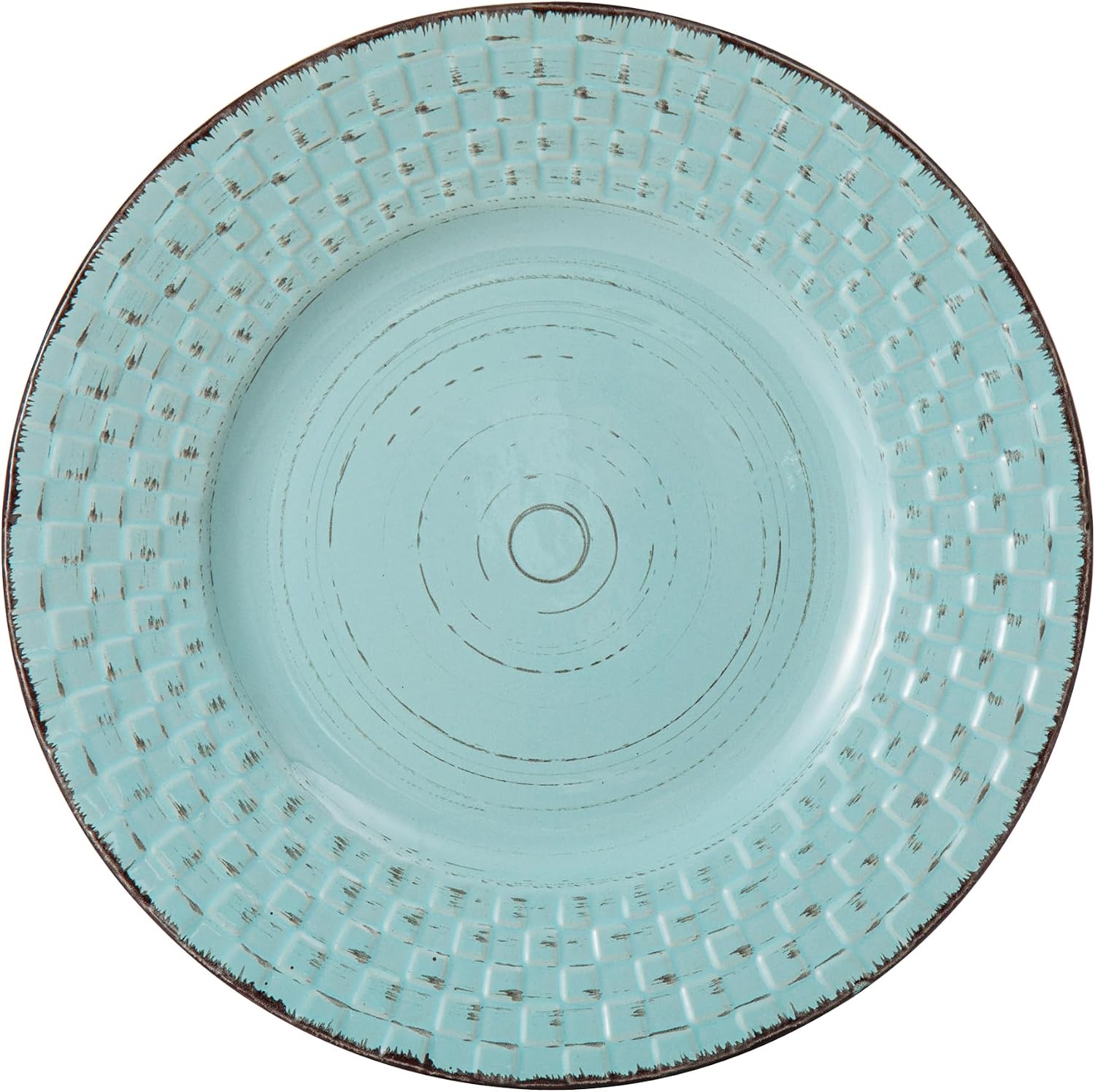 Lorren Home Trends Distressed Weave Dinnerware Set, Buttercup, 16 Piece | Service for 4