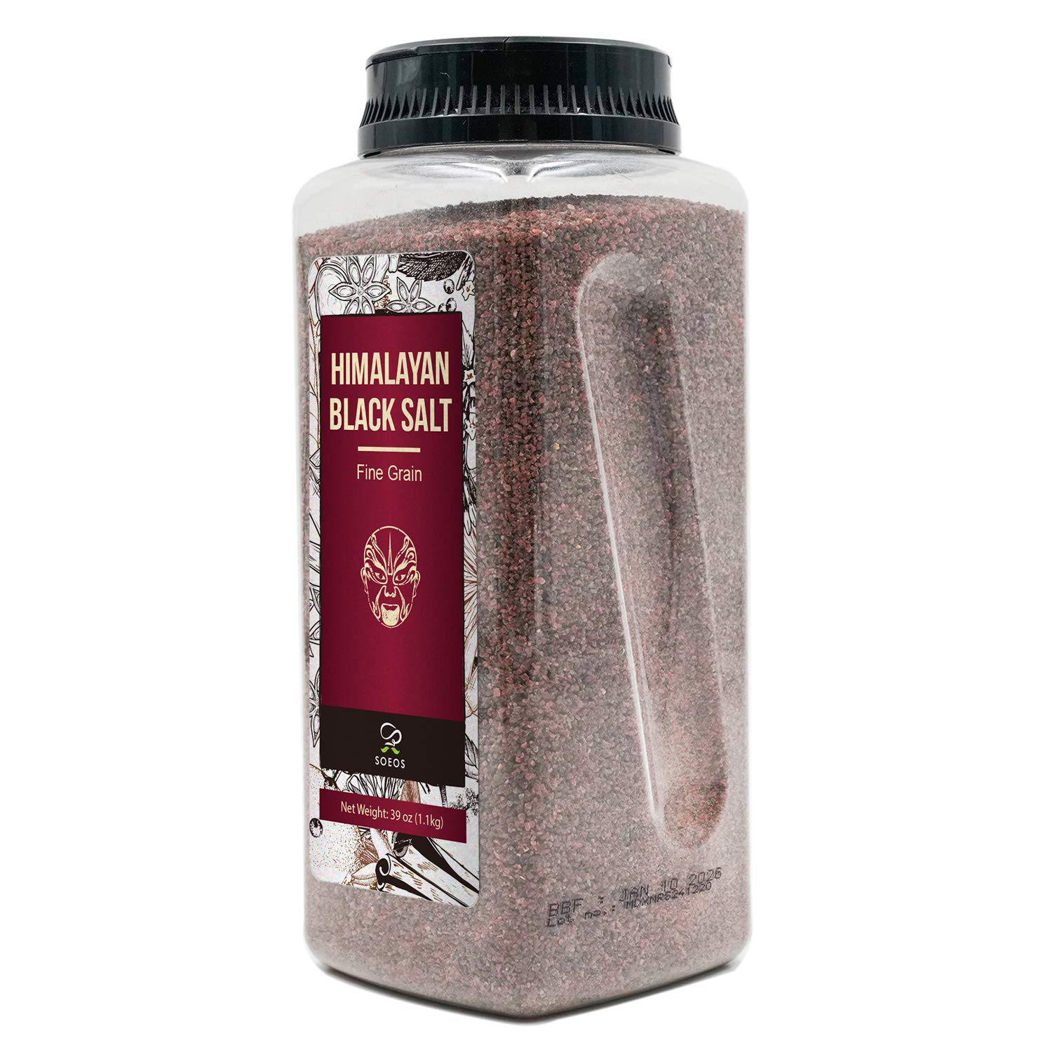 Soeos Black Salt, Coarse Grain, 2.4 LB(39 Oz), Natural Faux Egg Flavor
