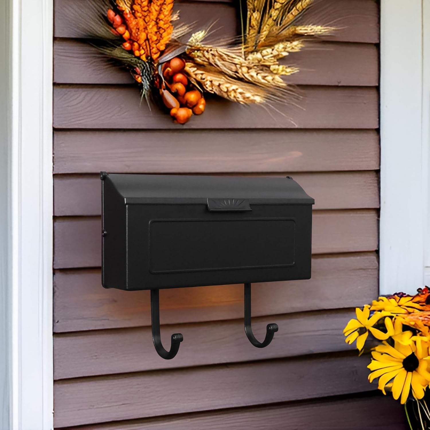 Special Lite Horizon Horizontal Wall Mount Mailbox - Black Aluminum Mailbox for Wall Mount - SHH-1006-BLK