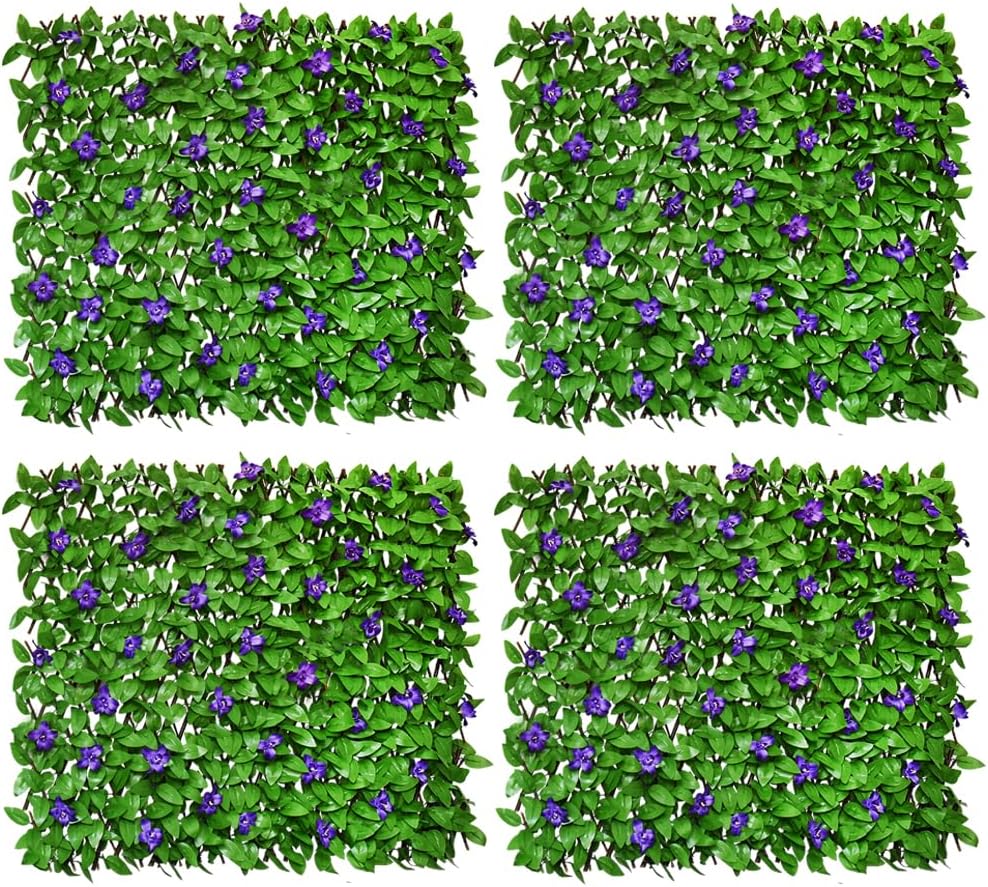 Expandable Fence Privacy Screen for Balcony Patio Outdoor,Decorative Faux Ivy Fencing Panel,Artificial Hedges (Single Sided Leaves)……