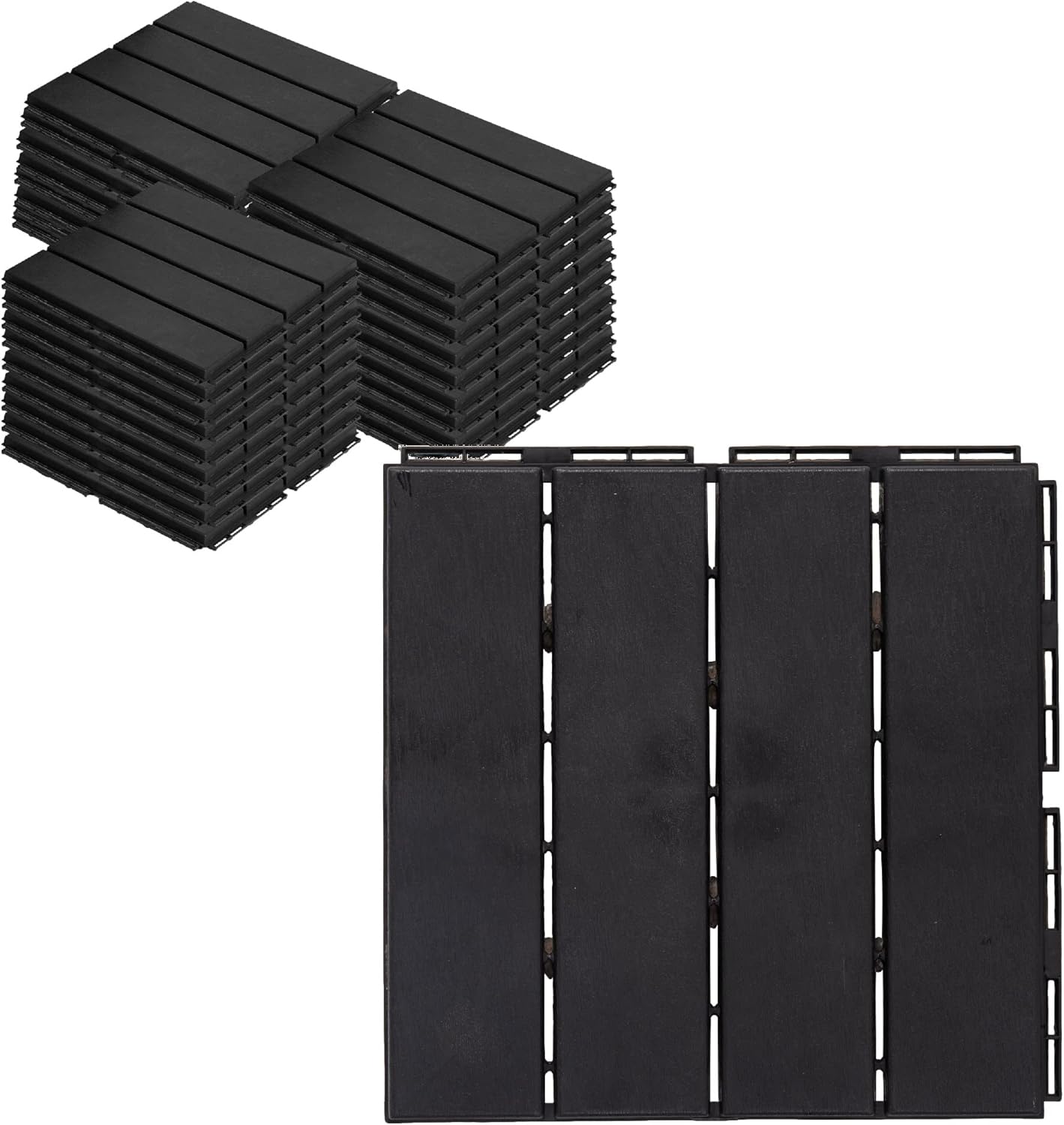 ASTEROUTDOOR Interlocking Deck Tiles Plastic Waterproof Outdoor Flooring 12" x 12" for Patio Garden Deck Poolside Indoor Outdoor, 10 pcs, Gray