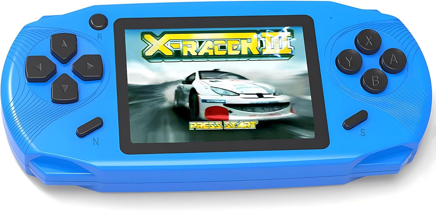 16 Bit Handheld Games for Kids Preloaded 220 Retro Video Games, Blue | 3.0" HD Screen, Rich Gameplay,USB-C Rechargeable, 6+Hrs Play, Portable Travel Toy for Car Flights,Boys Girls Birthdays Gift