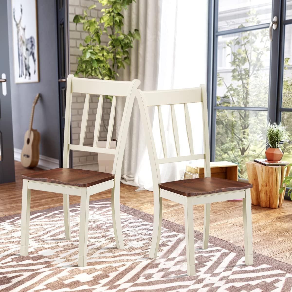GIANTEX Wood Dining Chairs Set of 2, Armless Kitchen Chairs