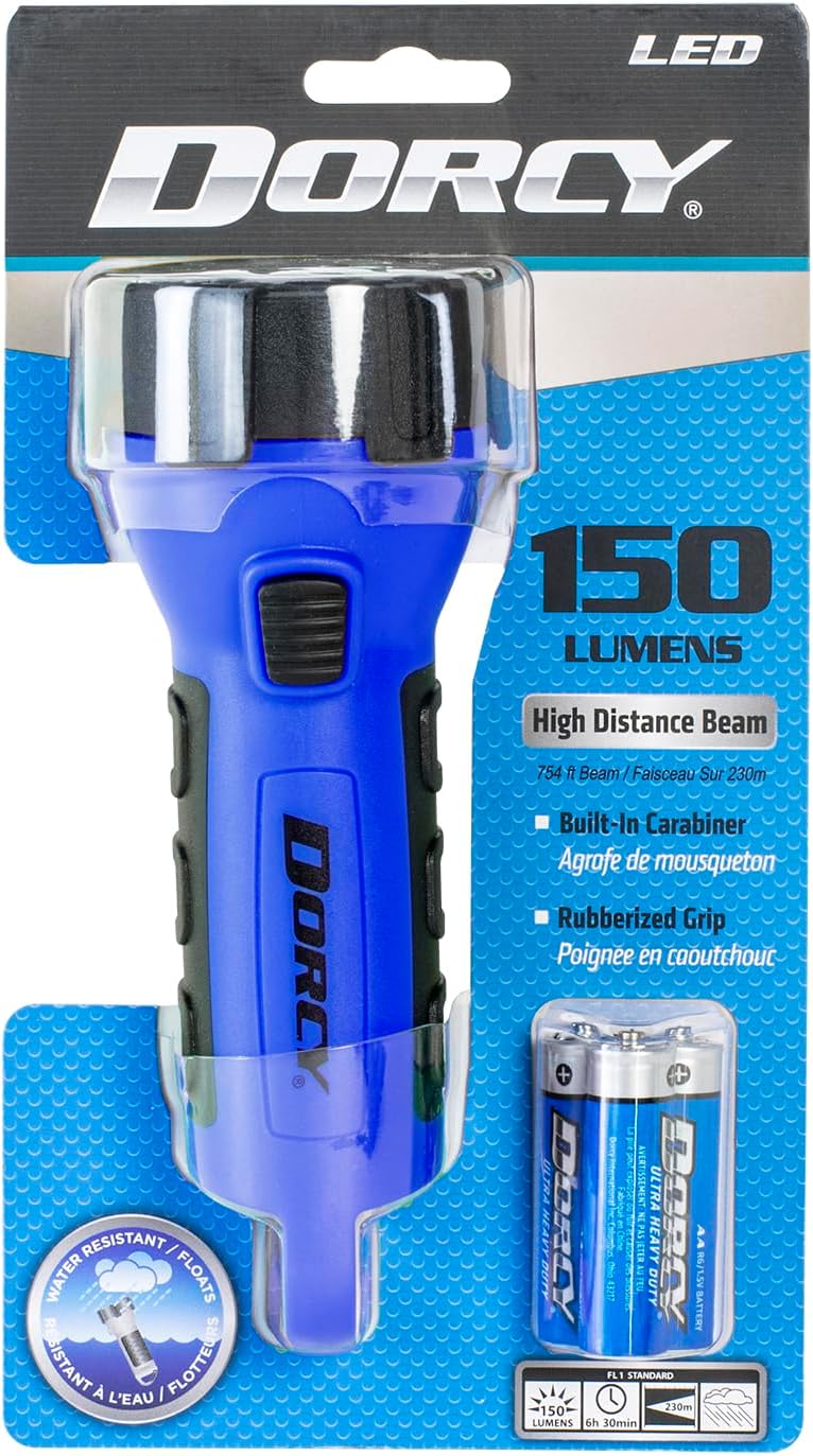 Dorcy 55 Lumen Floating Water Resistant LED Flashlight with Carabineer Clip, Purple (41-2508)