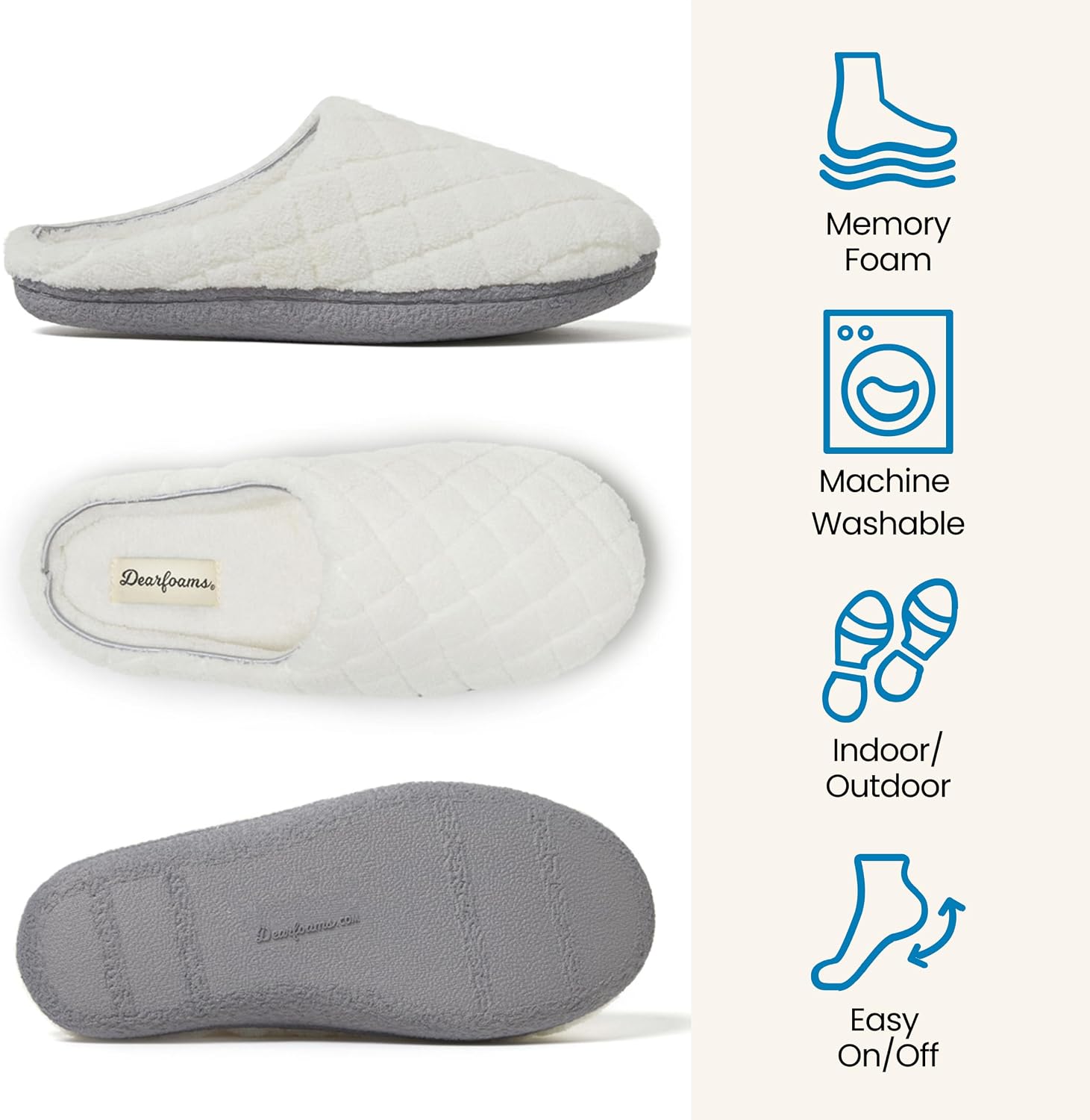 Leslie Terry Clog House Shoes with Memory Foam, Indoor Slippers with Wide Widths