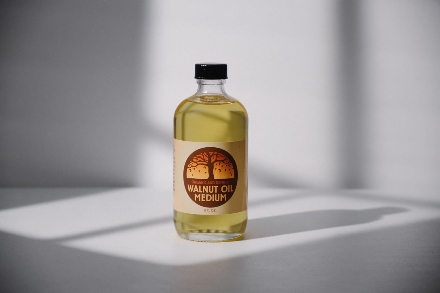 Natural Earth Paints Refined Walnut Oil – 8 oz. Premium Archival Medium for Oil Painting, Eco-Friendly, Non-Yellowing Binder for Smooth