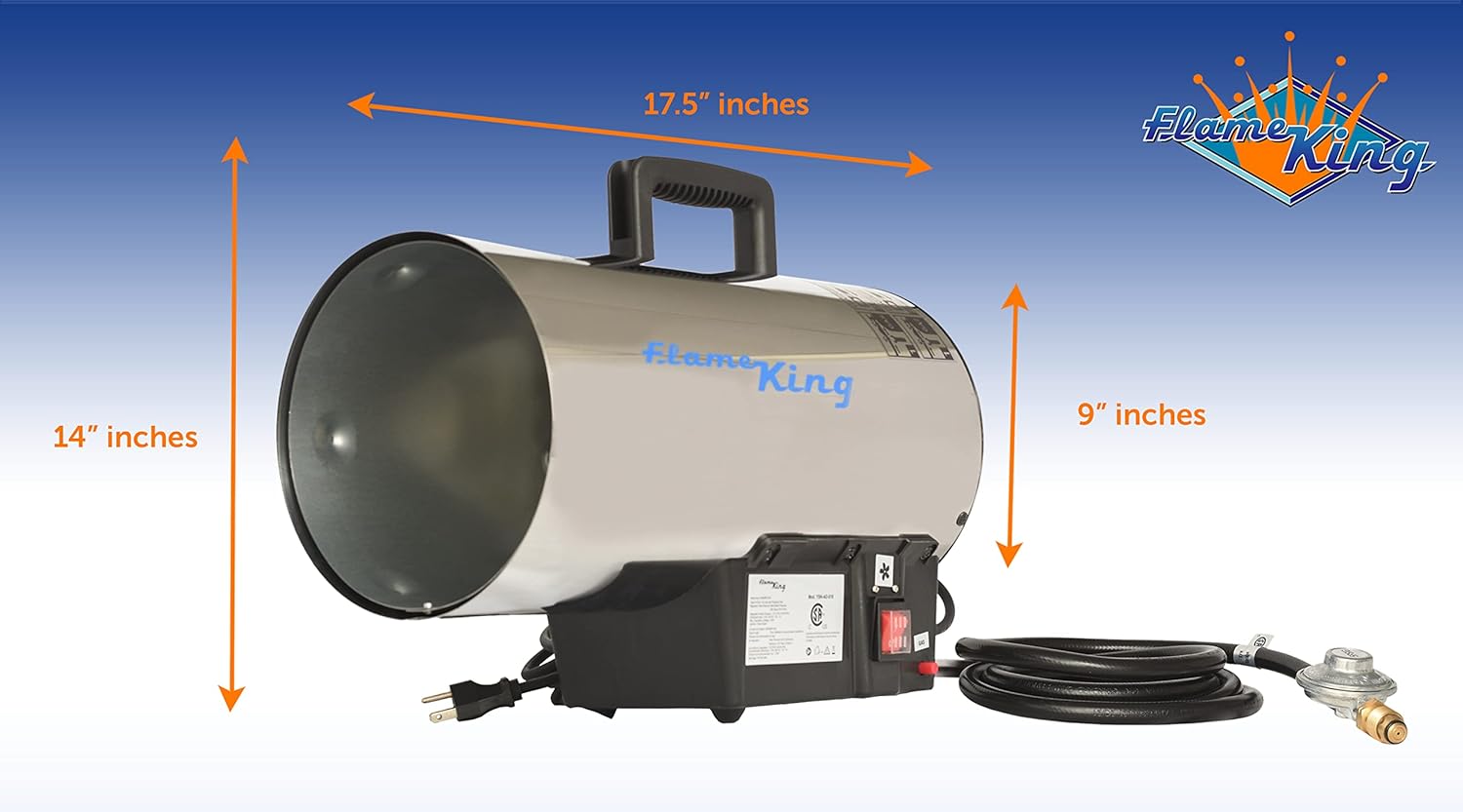 Flame King 60,000 BTU Portable Propane Forced Air Heater Outdoor Great for Jobsite, Construction, Garage, Patio, Stainless Steel
