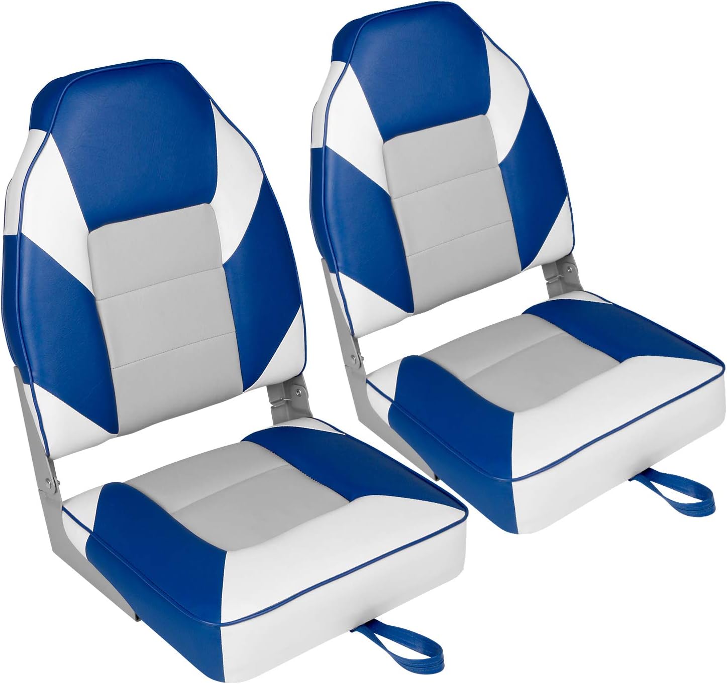Leader Accessories Low/High Back Folding Fishing Marine Boat Seat 2 Pack