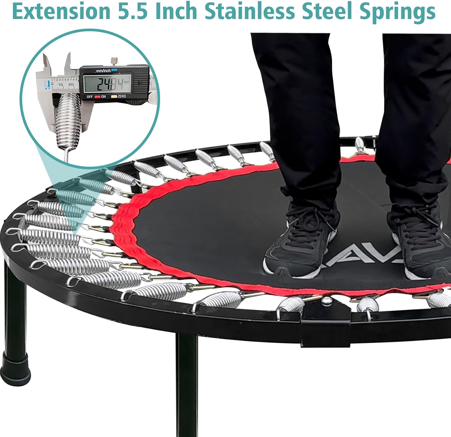 RAVS 40/48" Foldable Rebounder Trampoline for Adults, Handlebar, Indoor