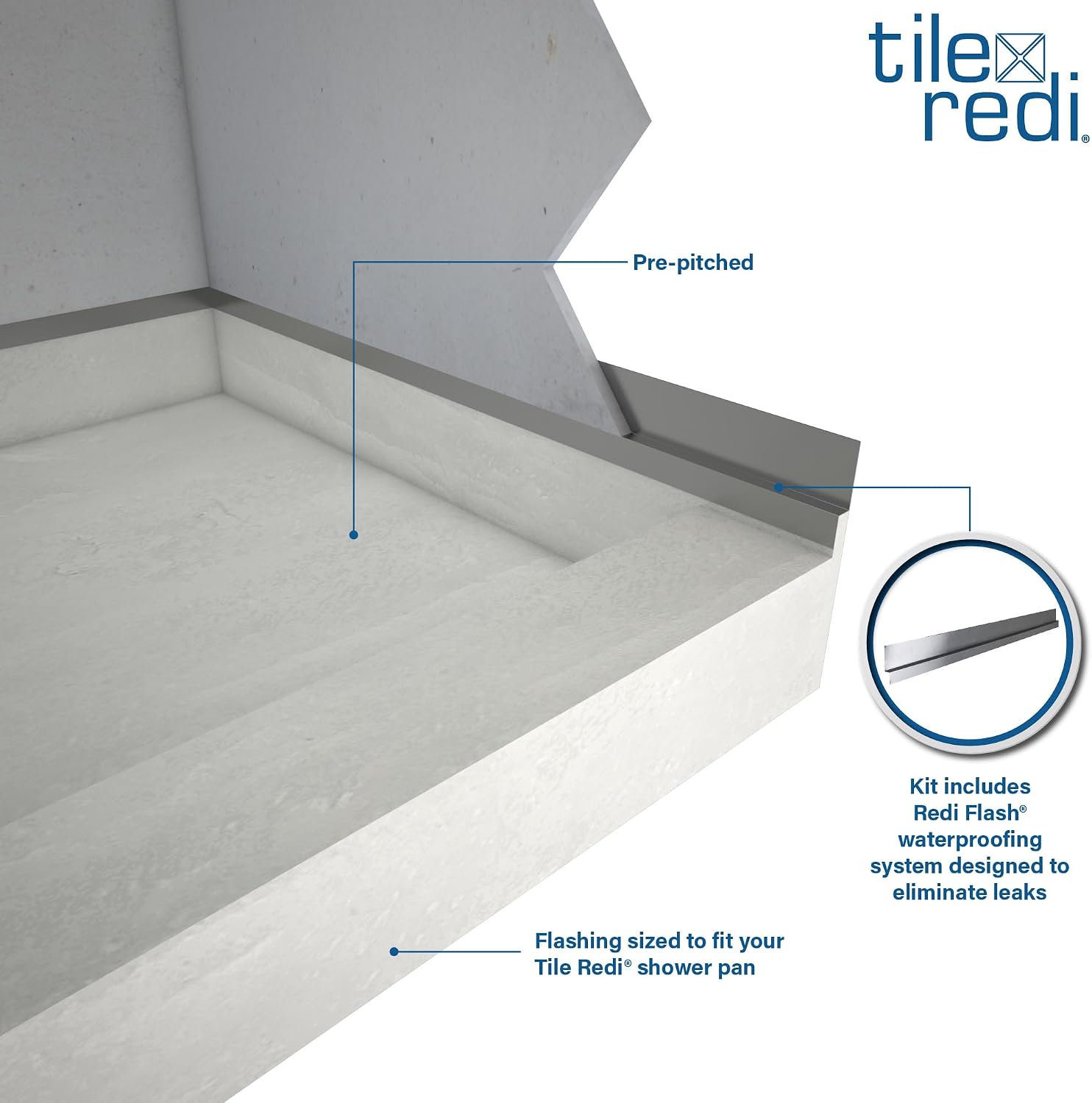 Tile Redi P3648C-RB36-KIT Shower Pan and Bench with Center Drain- Single Curb Shower Base, Bench, 2" PVC Drain, and Plate Included, 60" Width x 36" Depth