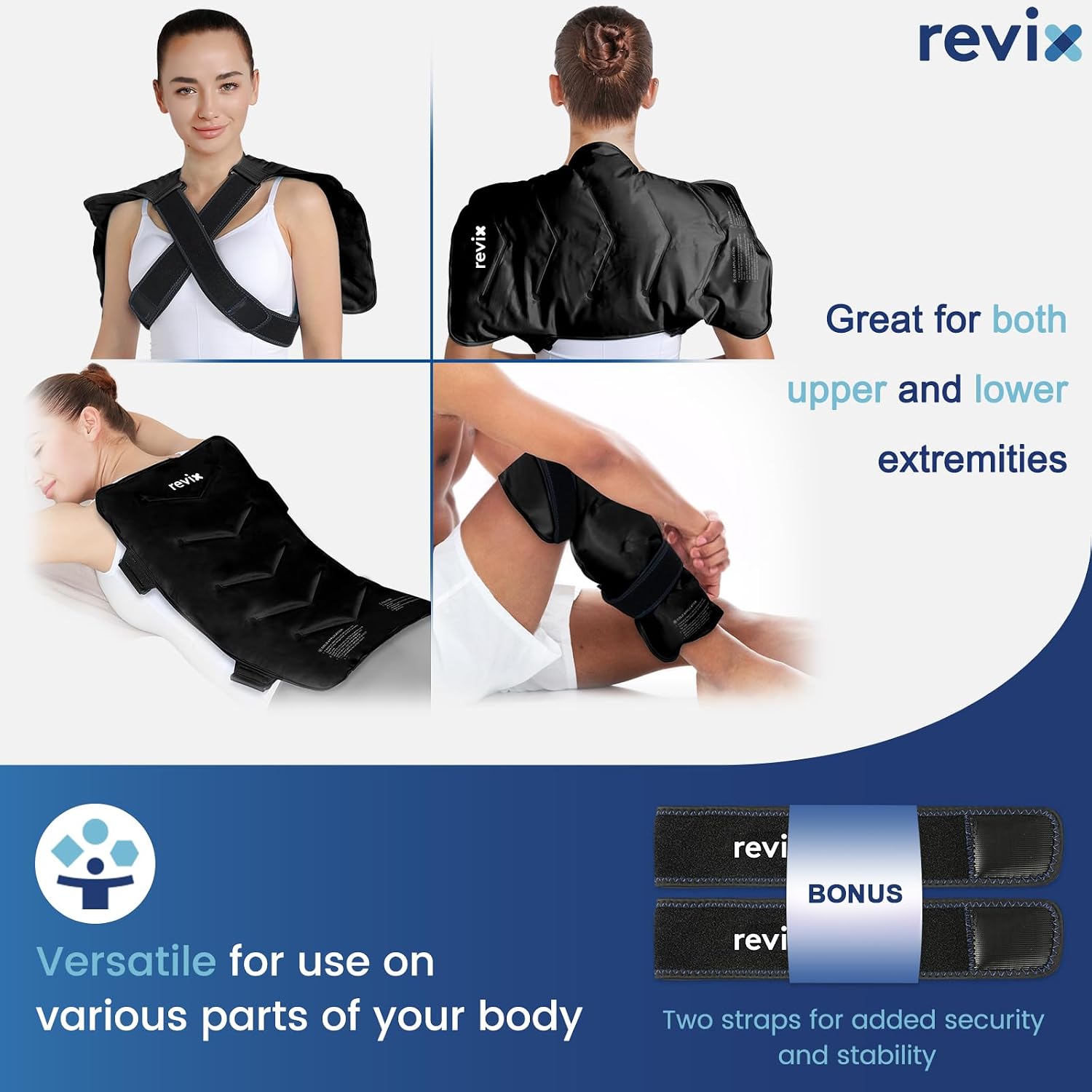 REVIX XXL Full Back Ice Pack Wrap, Large Gel Packs for Injuries Reusable
