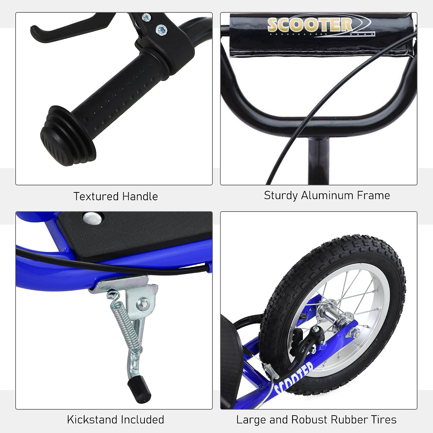 Aosom Youth Scooter Kids 5+ Adjustable Handlebar 16" Front 12" Rear