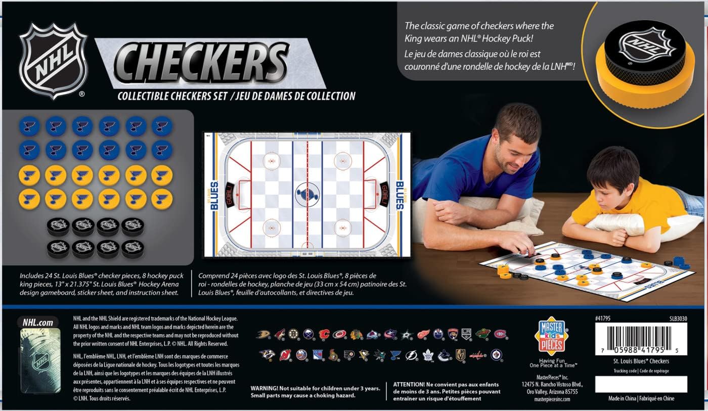 MasterPieces Officially licensed NHL League-NHL Checkers Board Game for Families and Kids ages 6 and Up