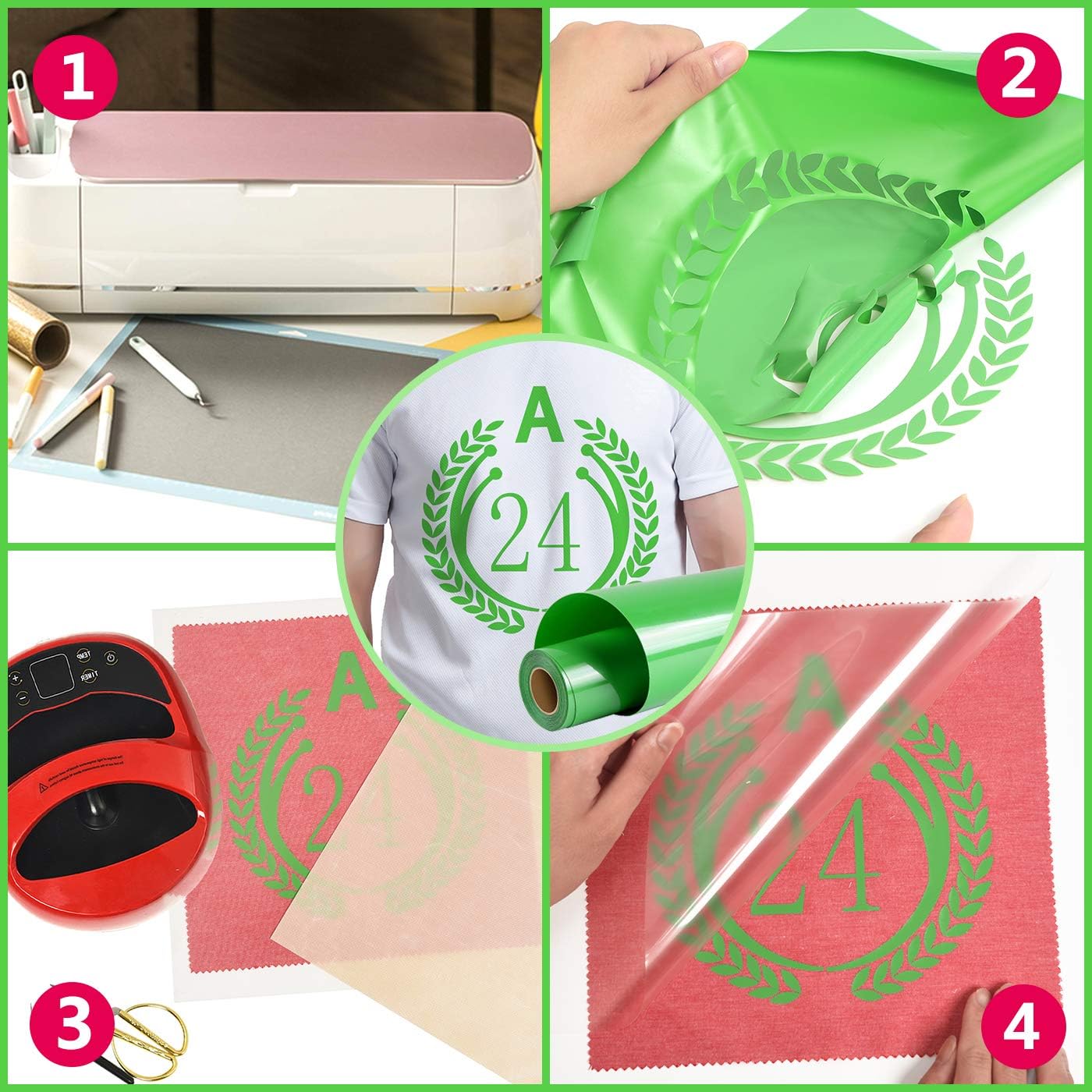 RENLITONG Heat Transfer Vinyl,12 Inch by 10ft White Iron on Vinyl