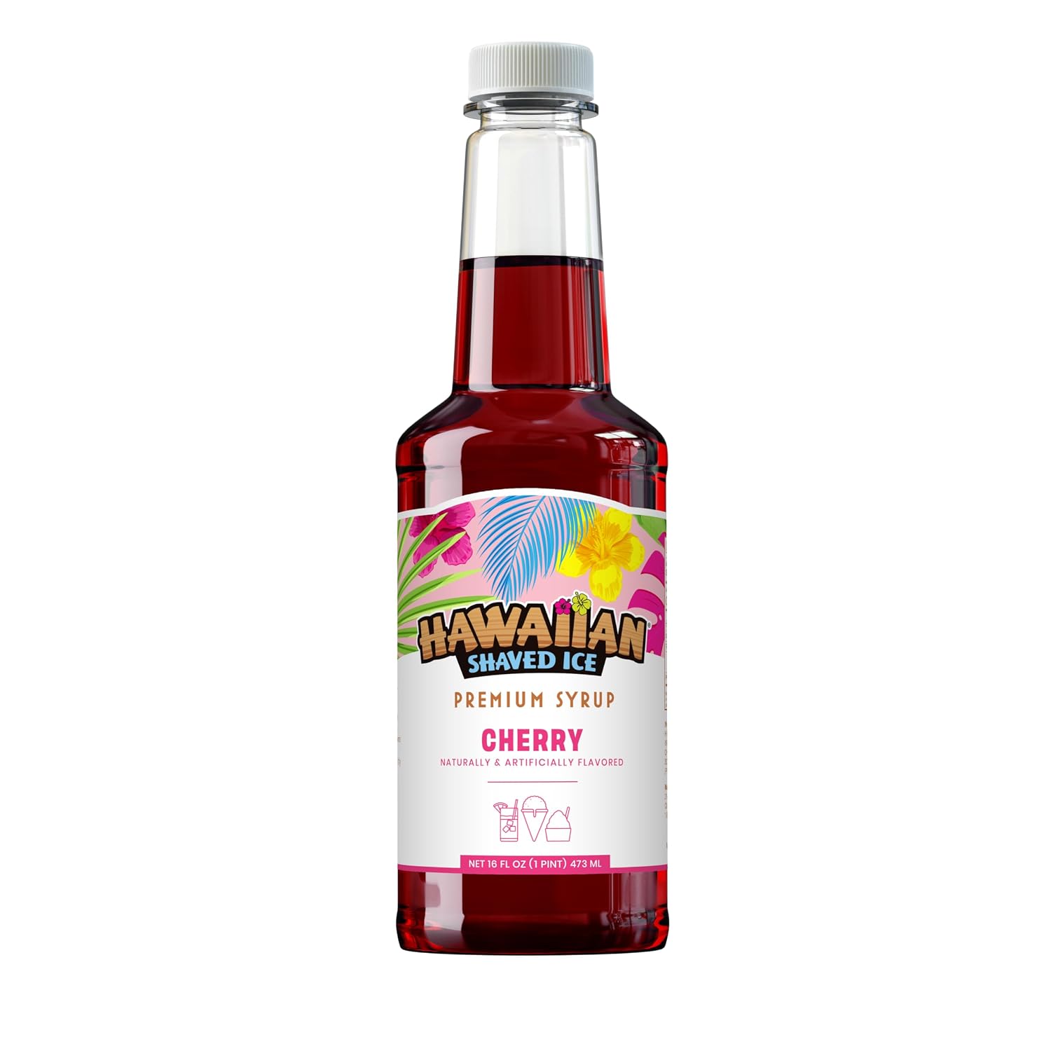 Hawaiian Shaved Ice Blue Raspberry Syrup - Made Nut Soy Dairy Free in the USA - Flavor Fluffy Shaved & Crunchy Snow Cone - Shelf Stable After Opening - Makes 8 Servings - 16 ounces