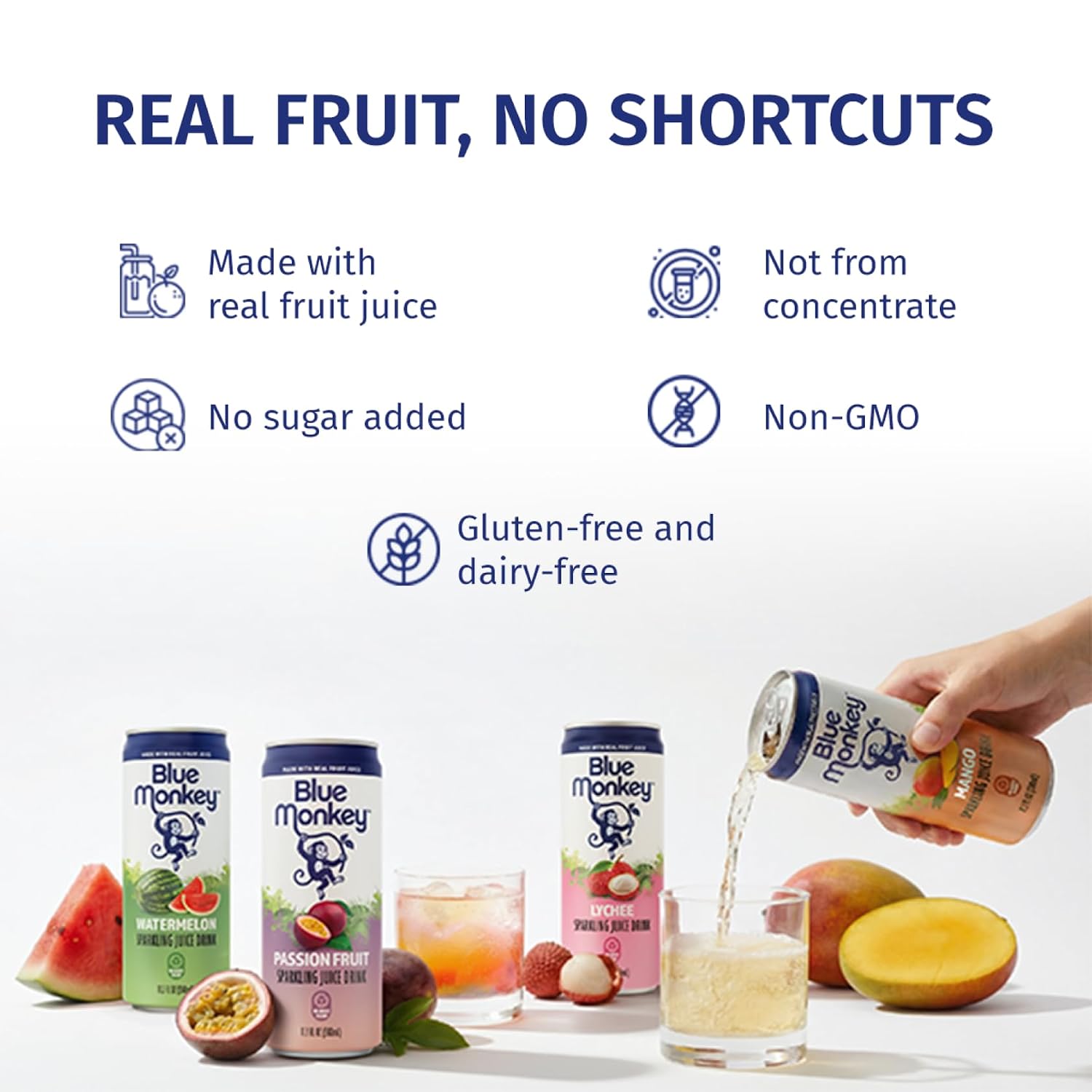 Blue Monkey Organic Coconut Water - 100% Pure Coconut Water from Vietnam - No Sugar Added - USDA Organic, Non-GMO, Kosher, Halal