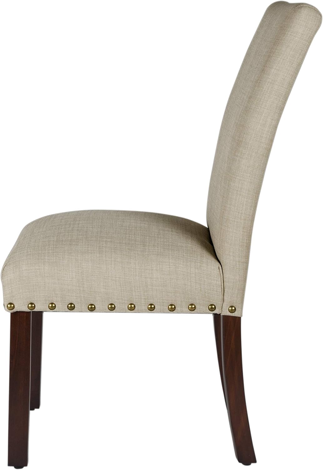 Homepop Home Decor | Classic Upholstered Parsons Dining Chairs | Set of 2 Accent Dining Chairs with Nailhead Trim, Natural Linen