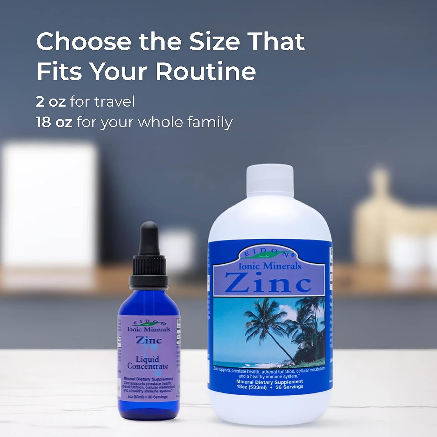 Eidon Ionic Minerals - Liquid Zinc Concentrate, Ionic Zinc Sulfate - 2 oz | Supplement Drops for Men, Women, & Kids, Support Immune System, Hair and Skin, Liver and Kidney Health