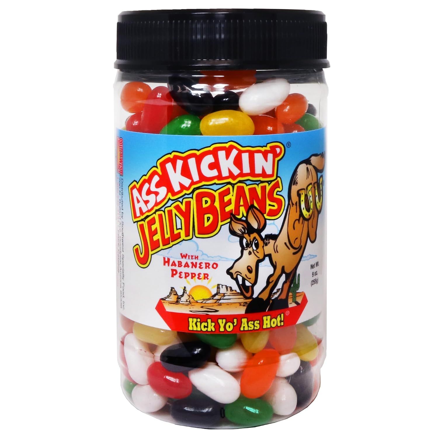 ASS KICKIN’ Hot and Spicy Jellybeans with Habanero Pepper - 9 Oz Resealable Jar - Great for Easter Candy or Food Challenge - Try the Gourmet Spicy Jelly Beans Candy