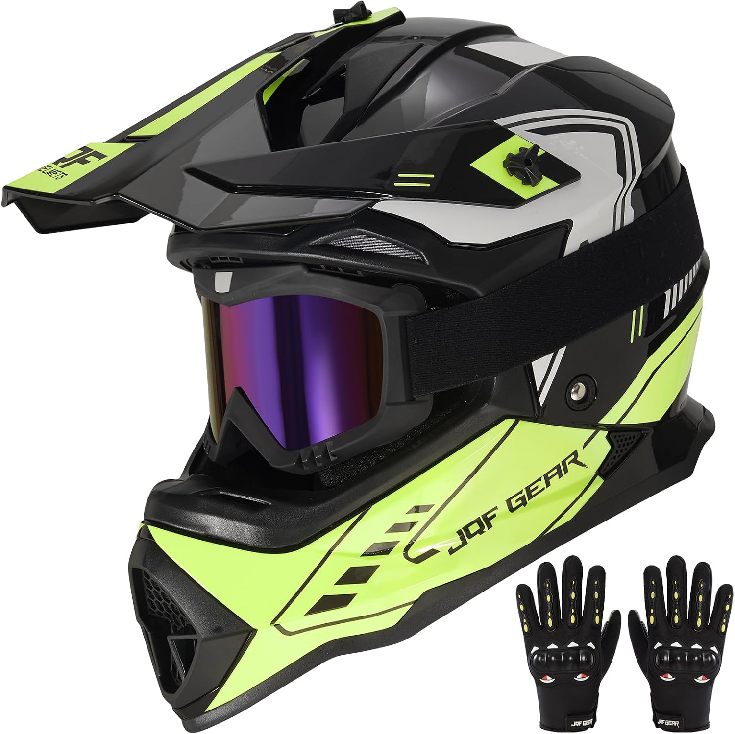 Adult Dirt Bike Helmet DOT Approved,WS901 Full Face Motocross Set | Includes Goggles Gloves,adjustable visor and washable liner for UTV MX Dirtbike ATV OffRoad