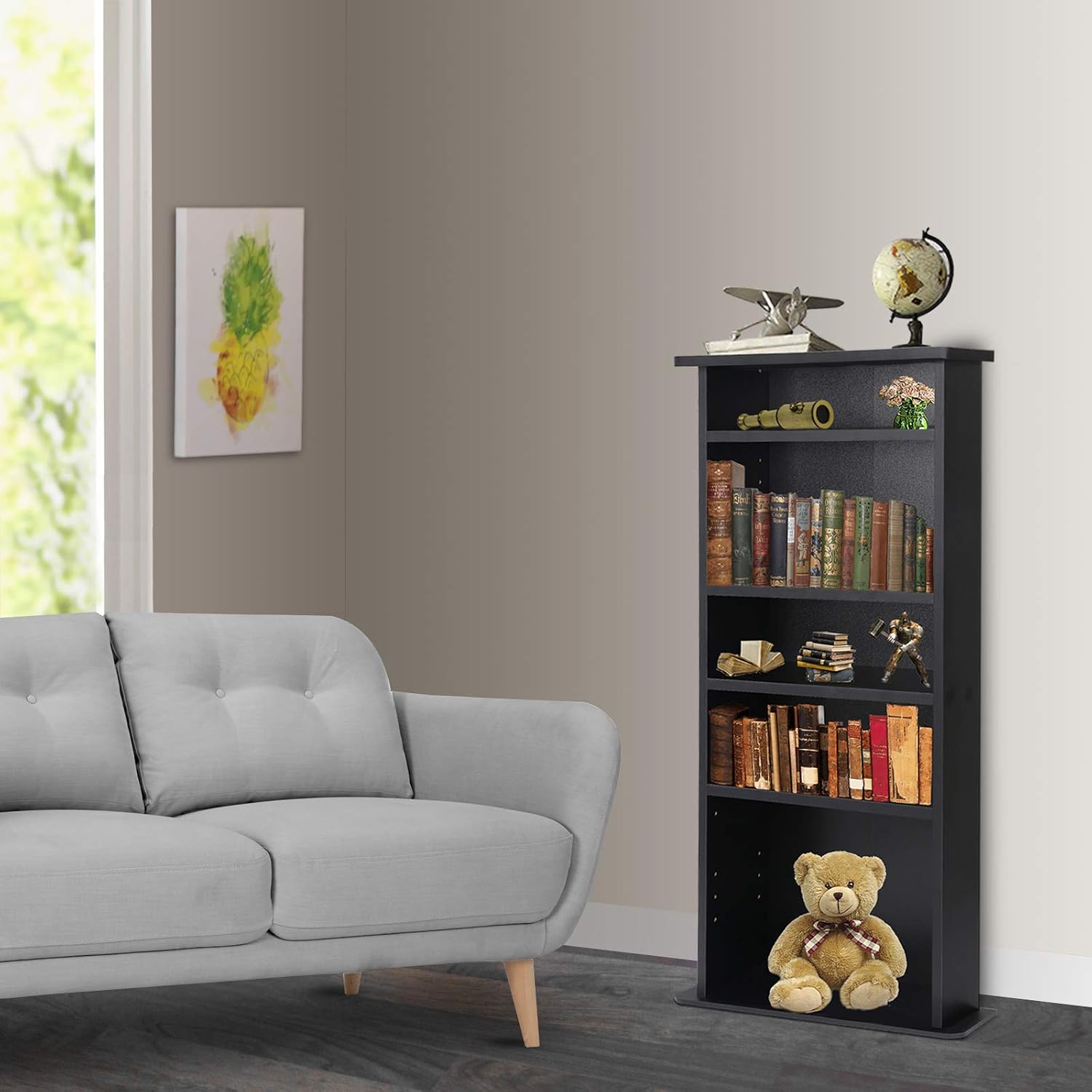 Nova Microdermabrasion 5 Tier DVD cd Storage DVD Shelf Adjustable Bookshelf Bookcase Media Storage Organizer Cabinet for CDs, Books, Video Games, Arts
