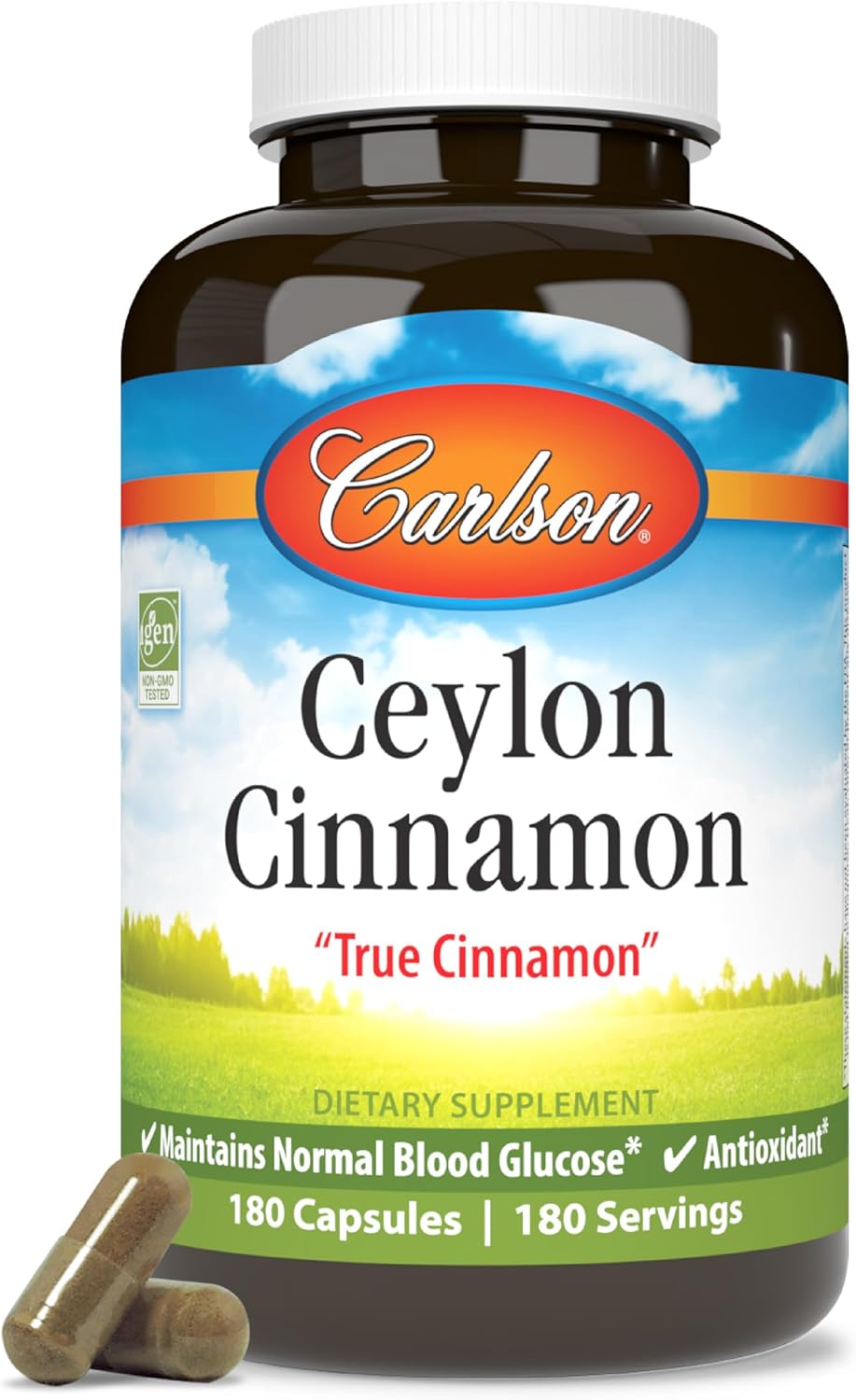 Carlson Ceylon Cinnamon, Cinnamon Supplements, 500 mg, 180 Capsules