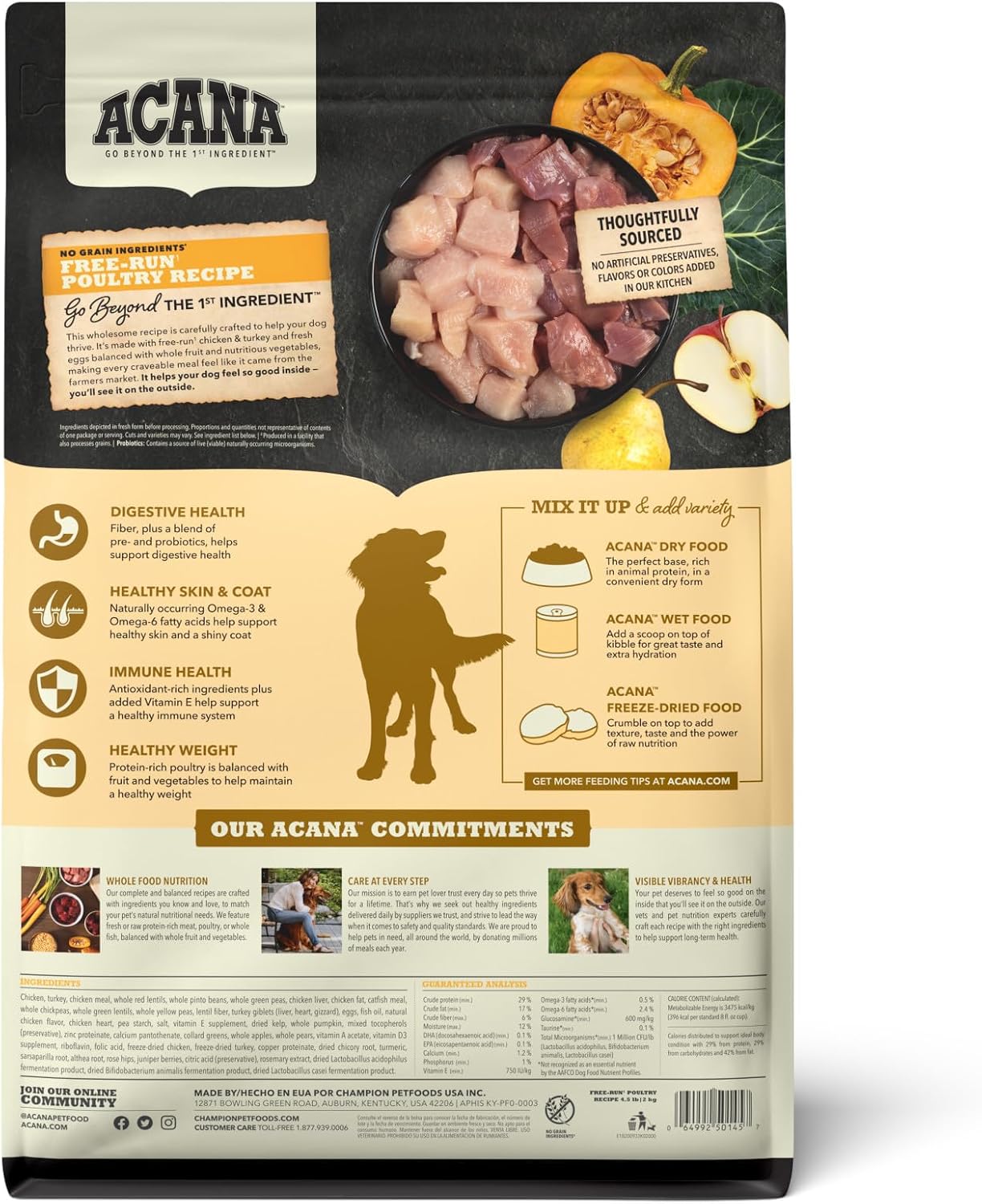 ACANA Grain Free Dry Dog Food Red Meat Recipe 4.5lb. Bag | Freeze Dried, Grain Free, High Protein, Made in the USA, Omega-3 Fatty Acids, Digestive Health, Global Quality Ingredients
