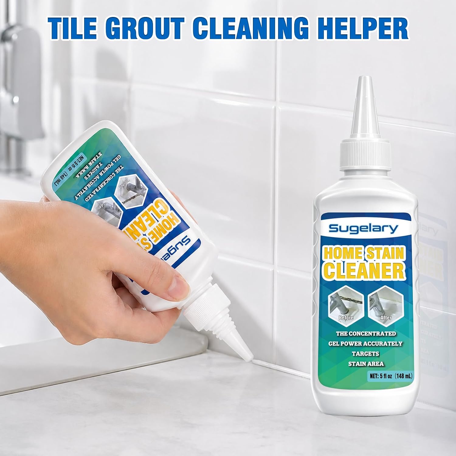 Sugelary Mold Stain Cleaner, 5 fl oz Mold Stain Cleaner Gel for Washing Machine, Home Stain Cleaning Gel for Fridge, Tile, Grout