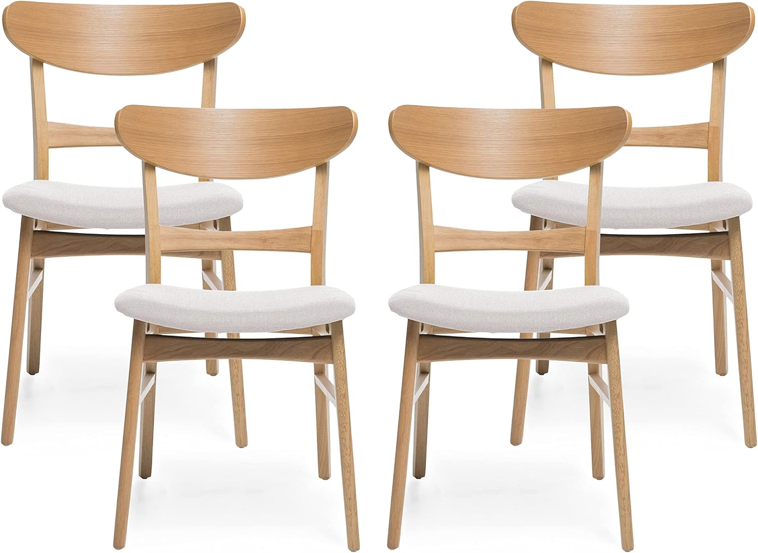 Christopher Knight Home Heather Mid-Century Modern Dining Chairs (Set of 4), Dark Gray and Natural Oak