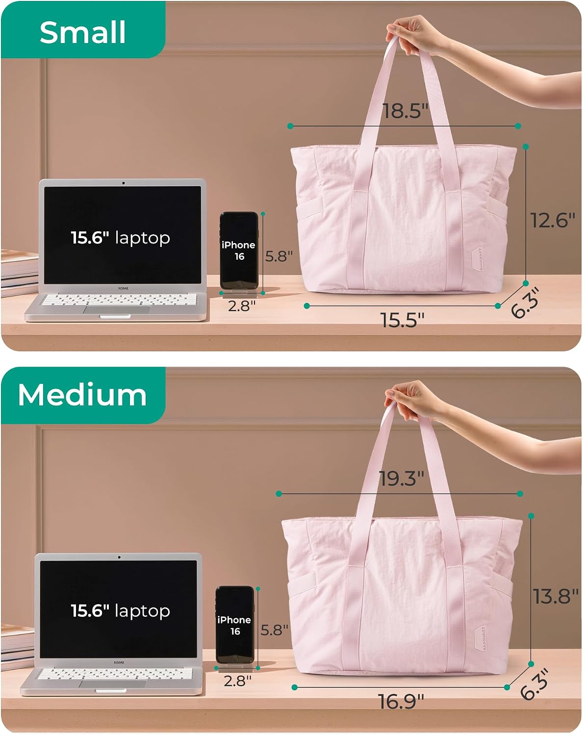BAGSMART Gym Tote Bag for Women, 24L/28L Travel Tote Yoga Mat Bag